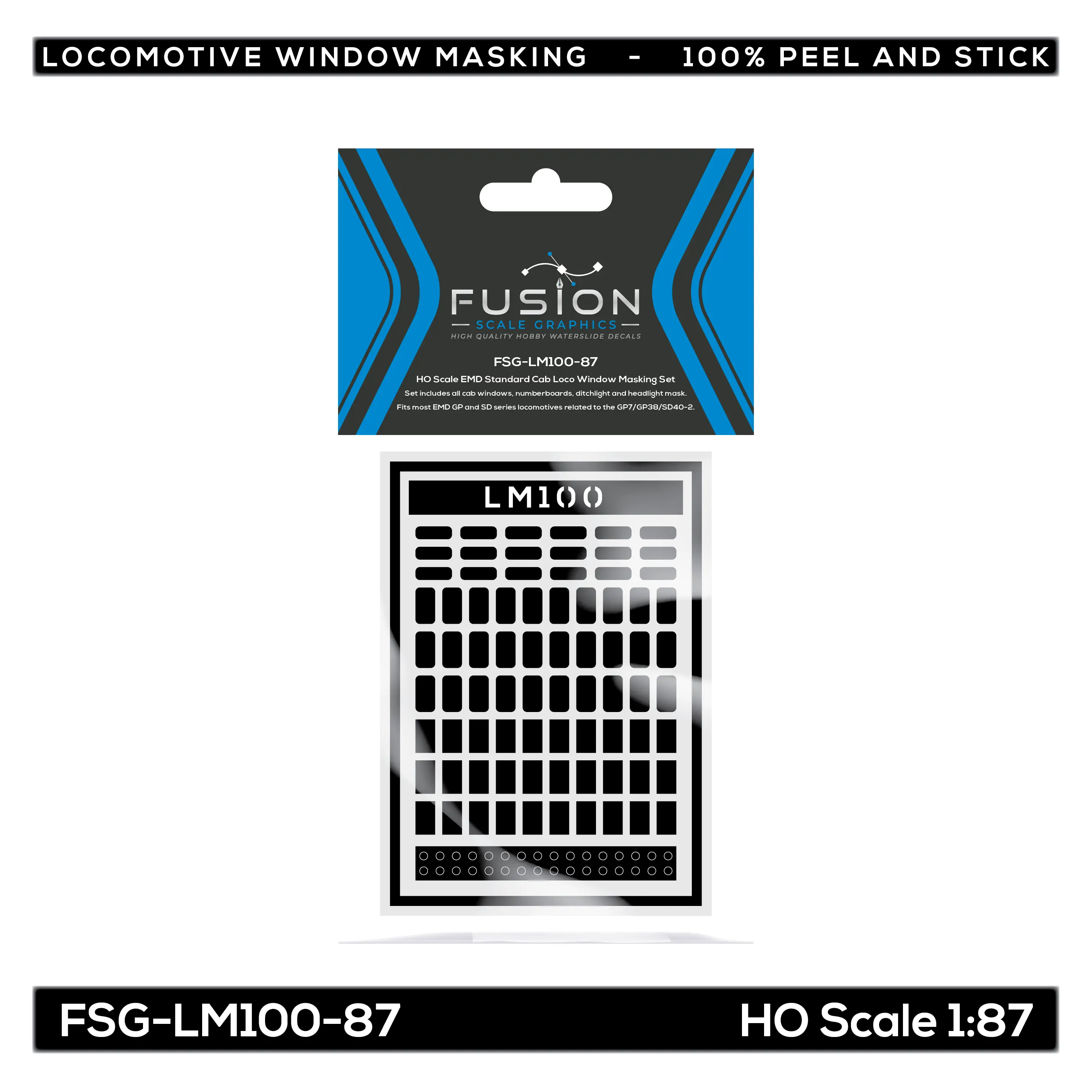 HO Scale EMD Standard Cab Locomotive Window Masking Set Fusion Scale Graphics