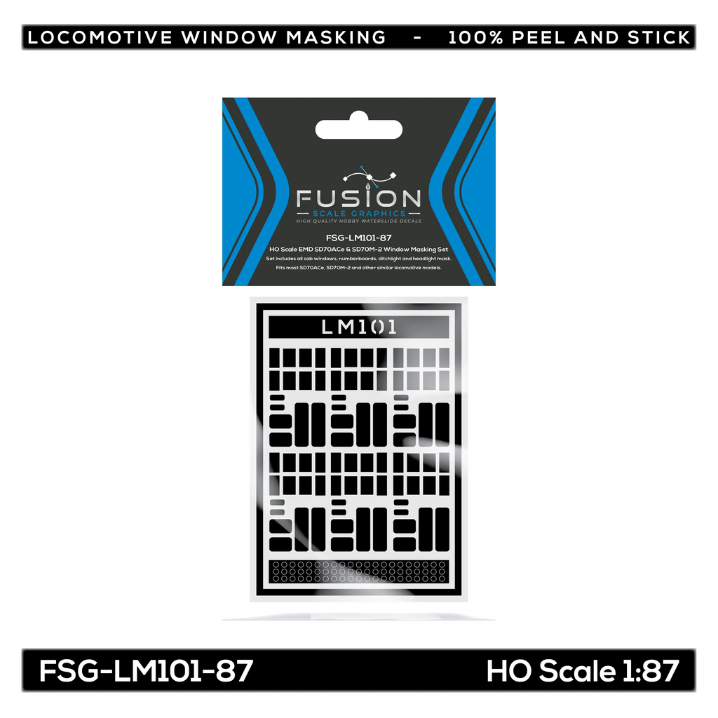 HO Scale EMD SD70ACe & SD70M-2 Locomotive Window Masking Set Fusion Scale Graphics