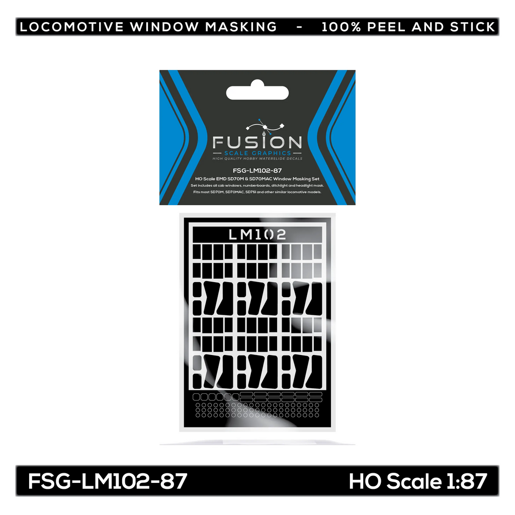 HO Scale EMD SD70M & SD70MAC Locomotive Window Masking Set Fusion Scale Graphics