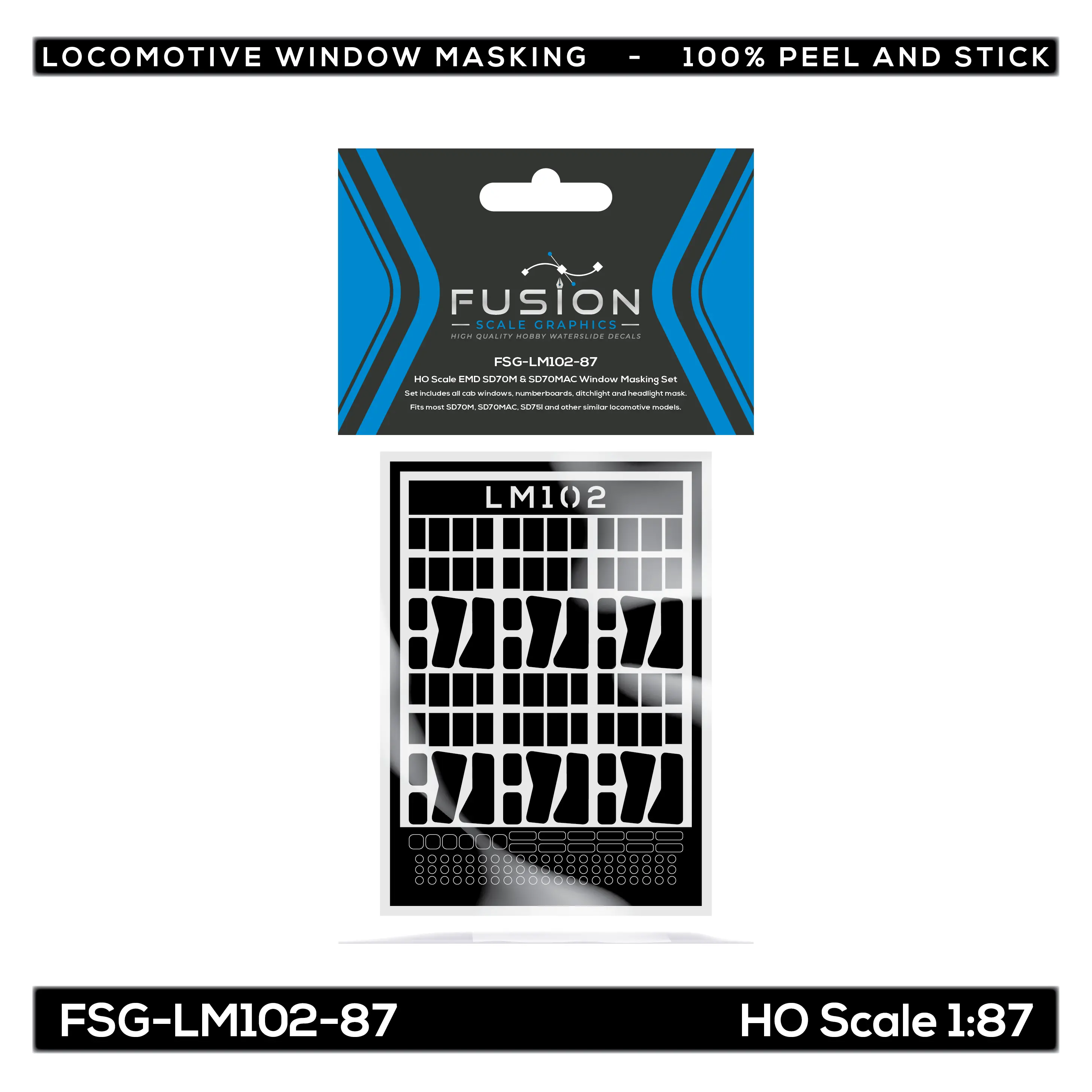 HO Scale EMD SD70M & SD70MAC Locomotive Window Masking Set Fusion Scale Graphics