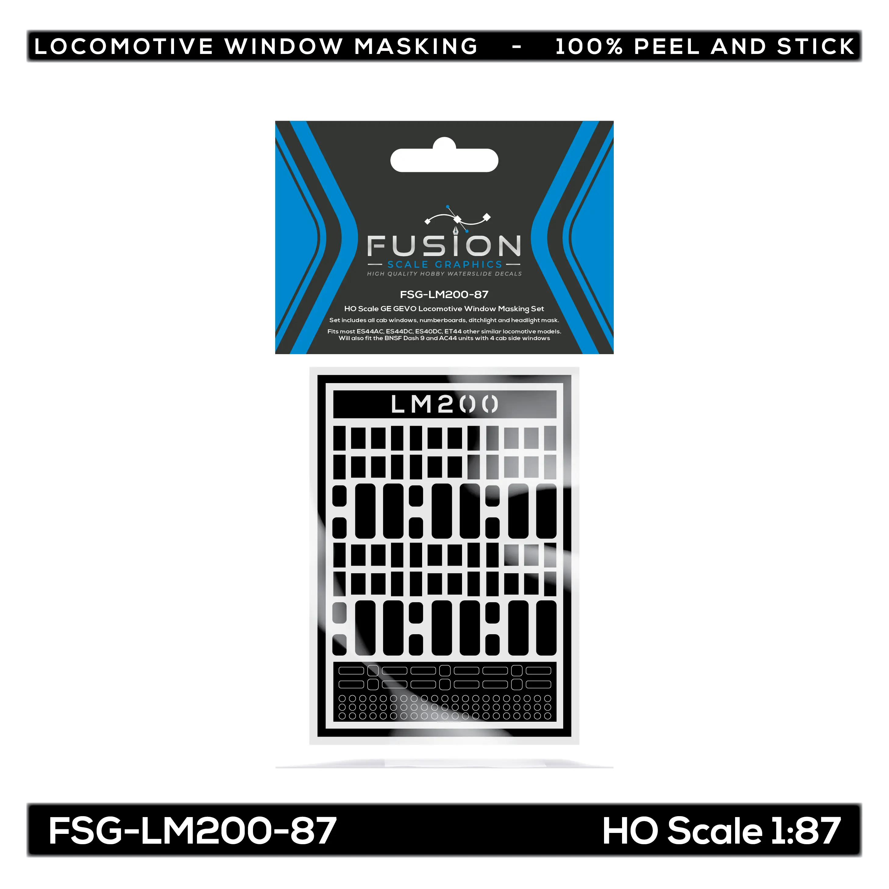HO Scale GE GEVO Locomotive Window Masking Set Fusion Scale Graphics
