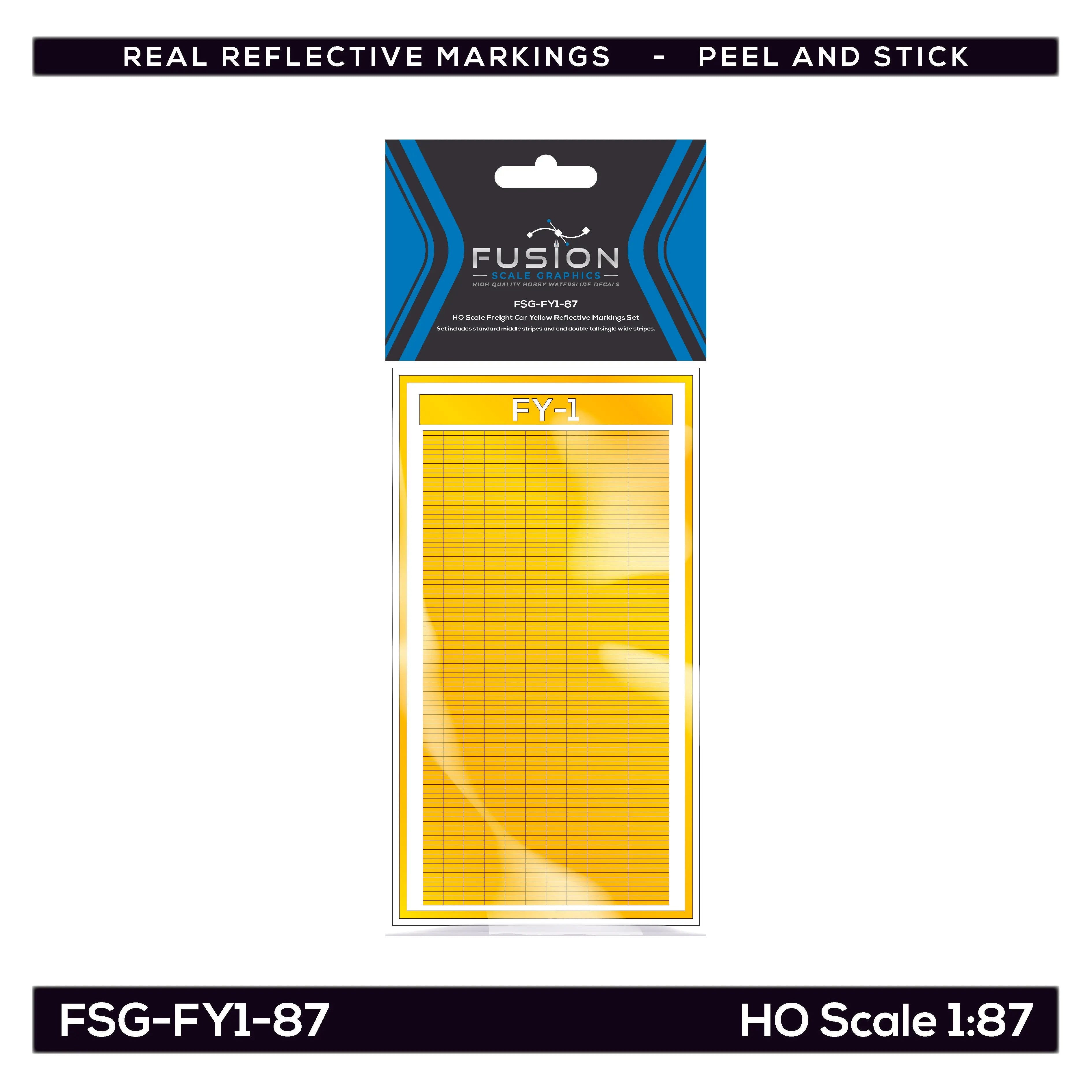 HO Scale Railroad Freight Car Yellow Reflective Markings Set Fusion Scale Graphics