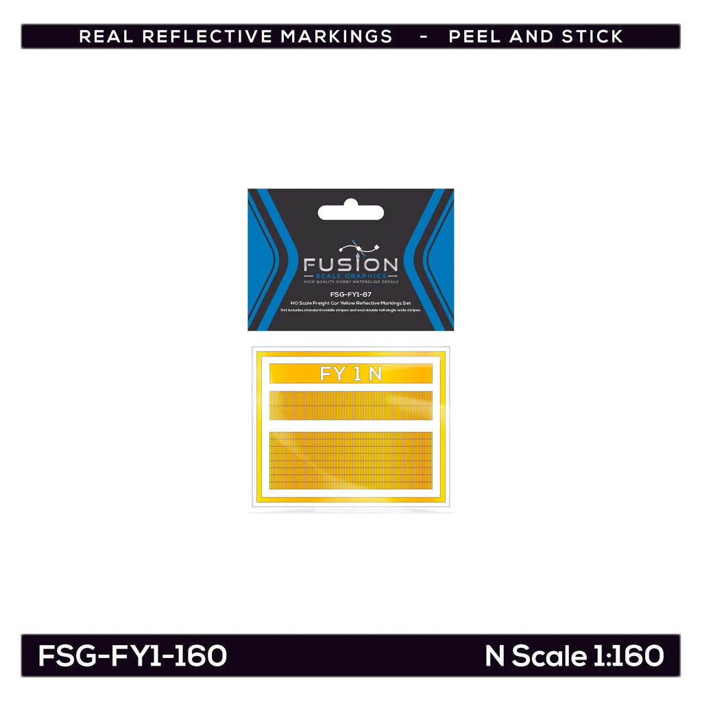 N Scale Railroad Freight Car Yellow Reflective Markings Set Fusion Scale Graphics
