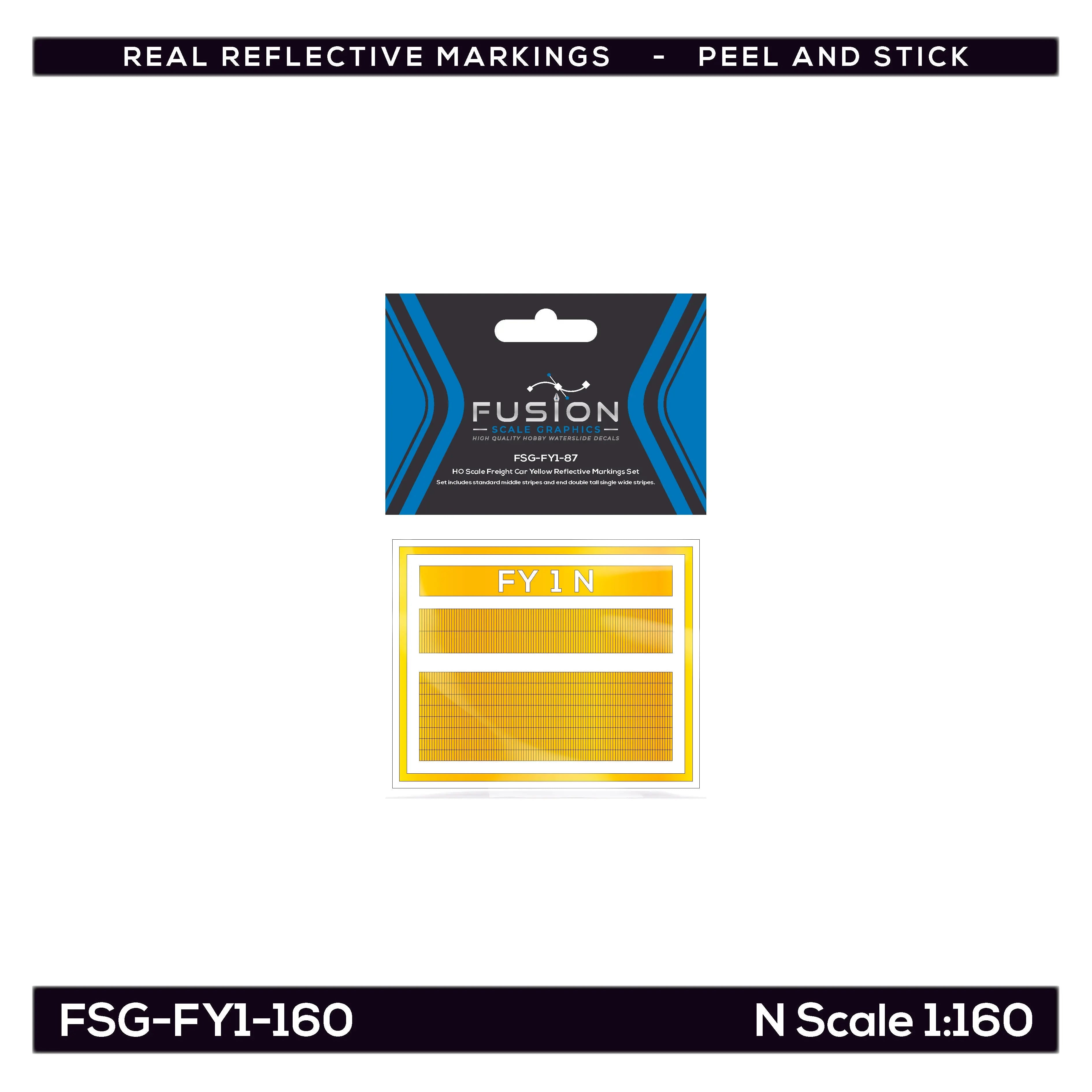 N Scale Railroad Freight Car Yellow Reflective Markings Set Fusion Scale Graphics