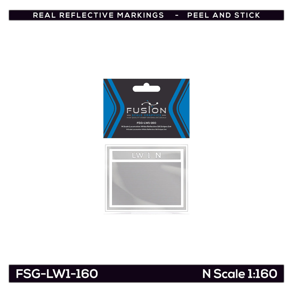 N Scale Railroad Locomotive White Reflective Sill Stripes Set Fusion Scale Graphics