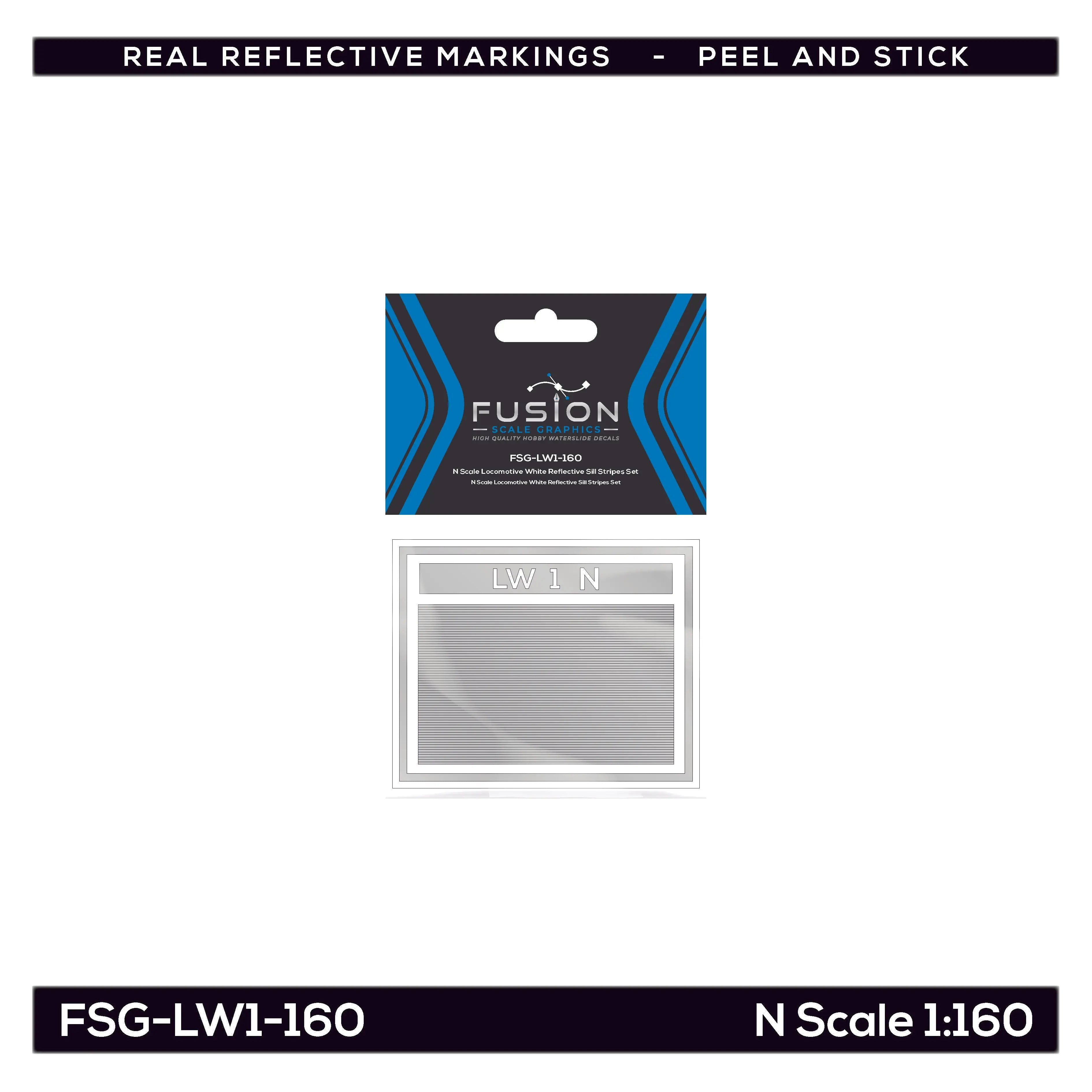 N Scale Railroad Locomotive White Reflective Sill Stripes Set Fusion Scale Graphics