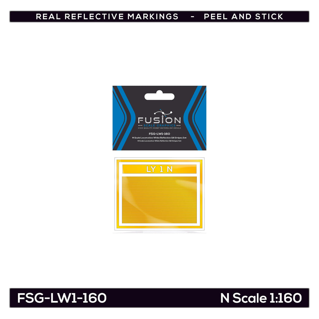 N Scale Railroad Locomotive Yellow Reflective Sill Stripes Set Fusion Scale Graphics