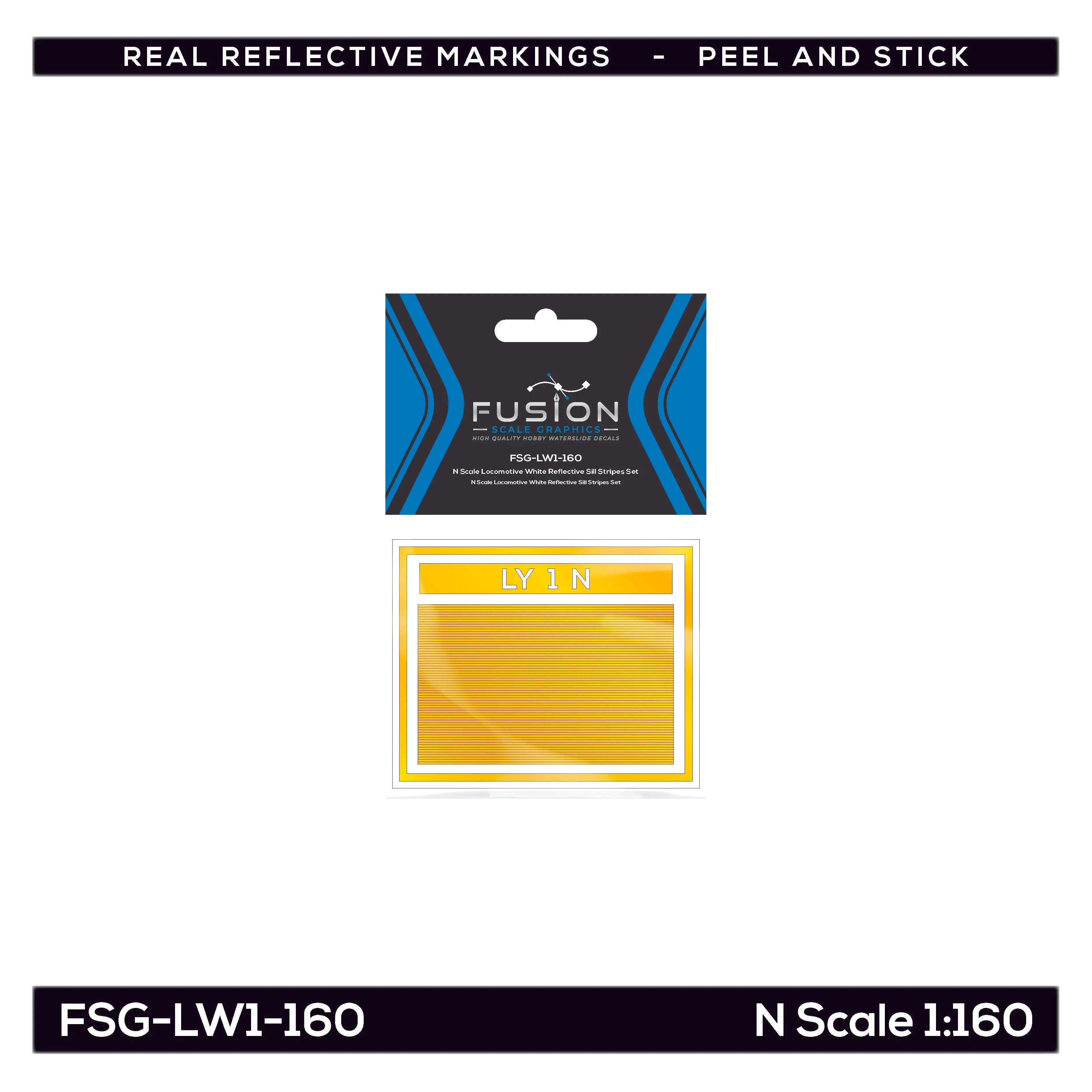 N Scale Railroad Locomotive Yellow Reflective Sill Stripes Set Fusion Scale Graphics