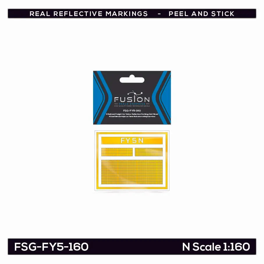N Scale Railroad Freight Car Yellow Reflective Markings Set Mixed Fusion Scale Graphics