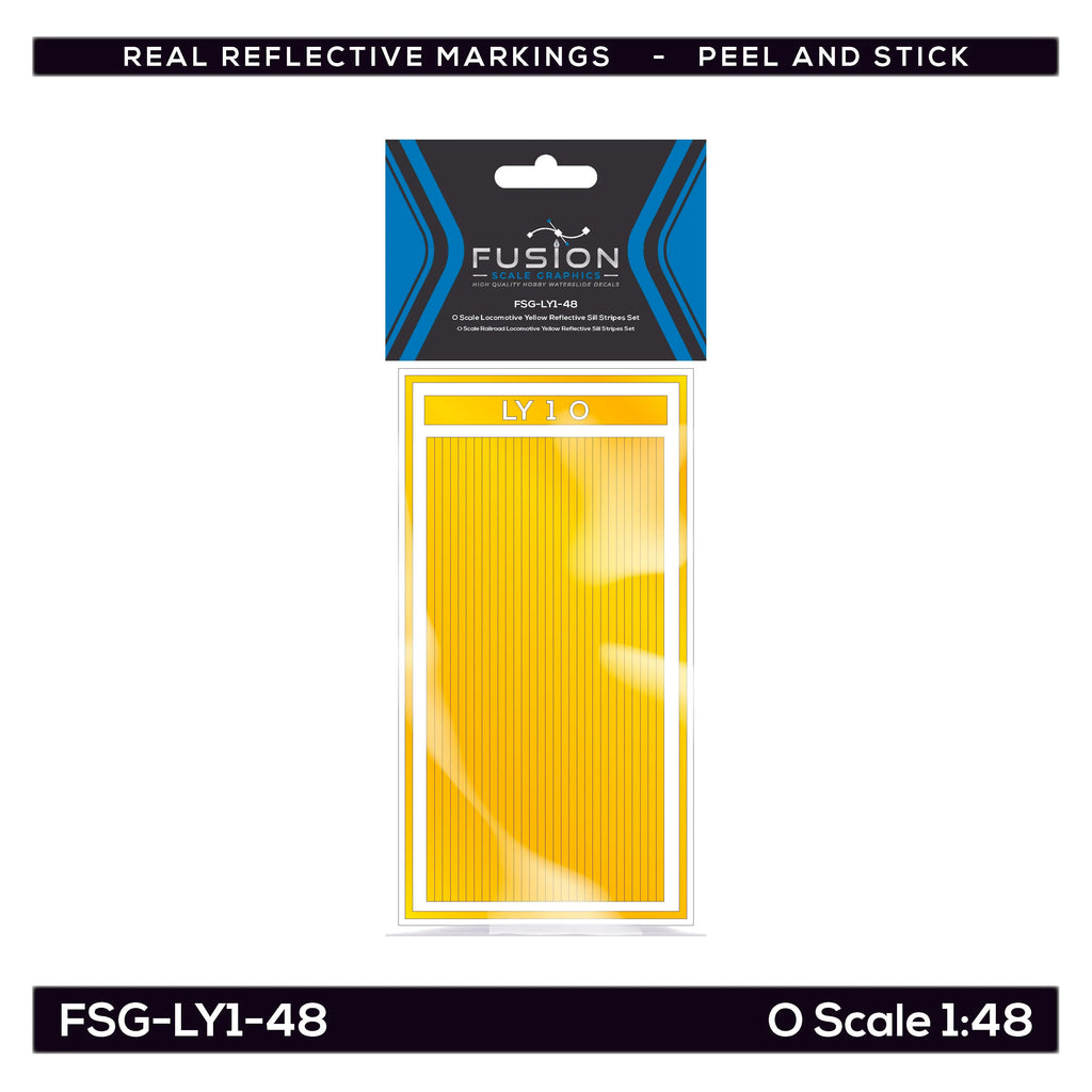 O Scale Railroad Locomotive Yellow Reflective Sill Stripes Set Fusion Scale Graphics