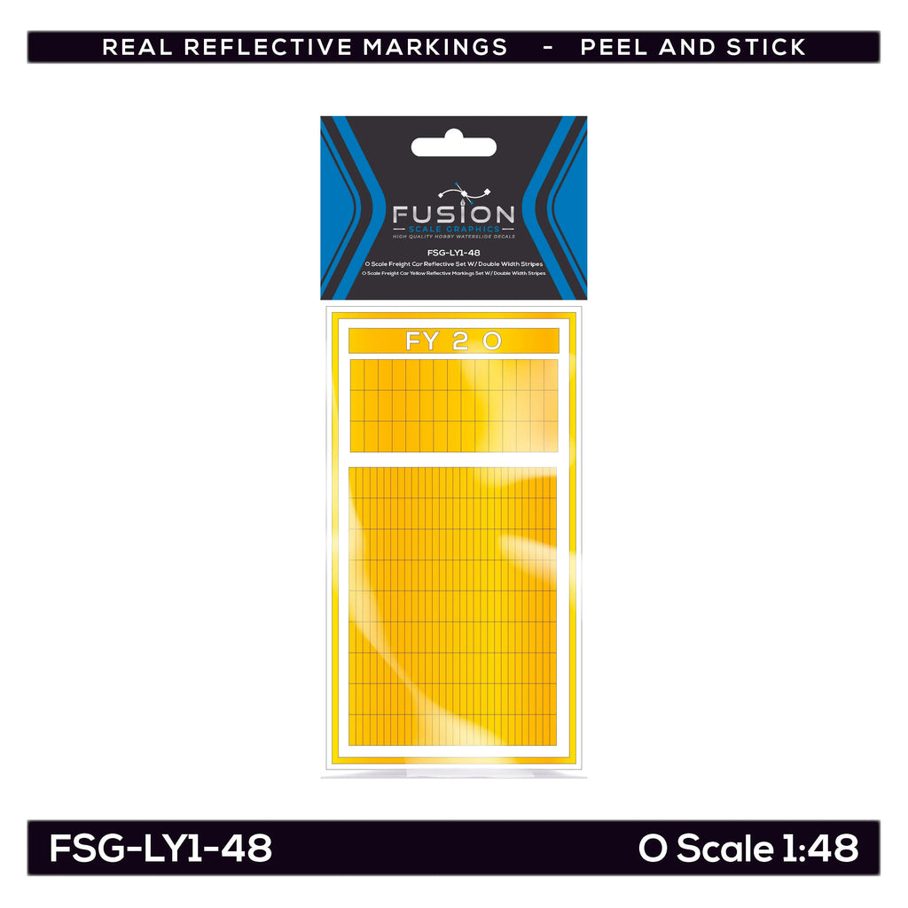 O Scale Railroad Freight Car Yellow Reflective Markings Set W/ Double Width Stripes Fusion Scale Graphics