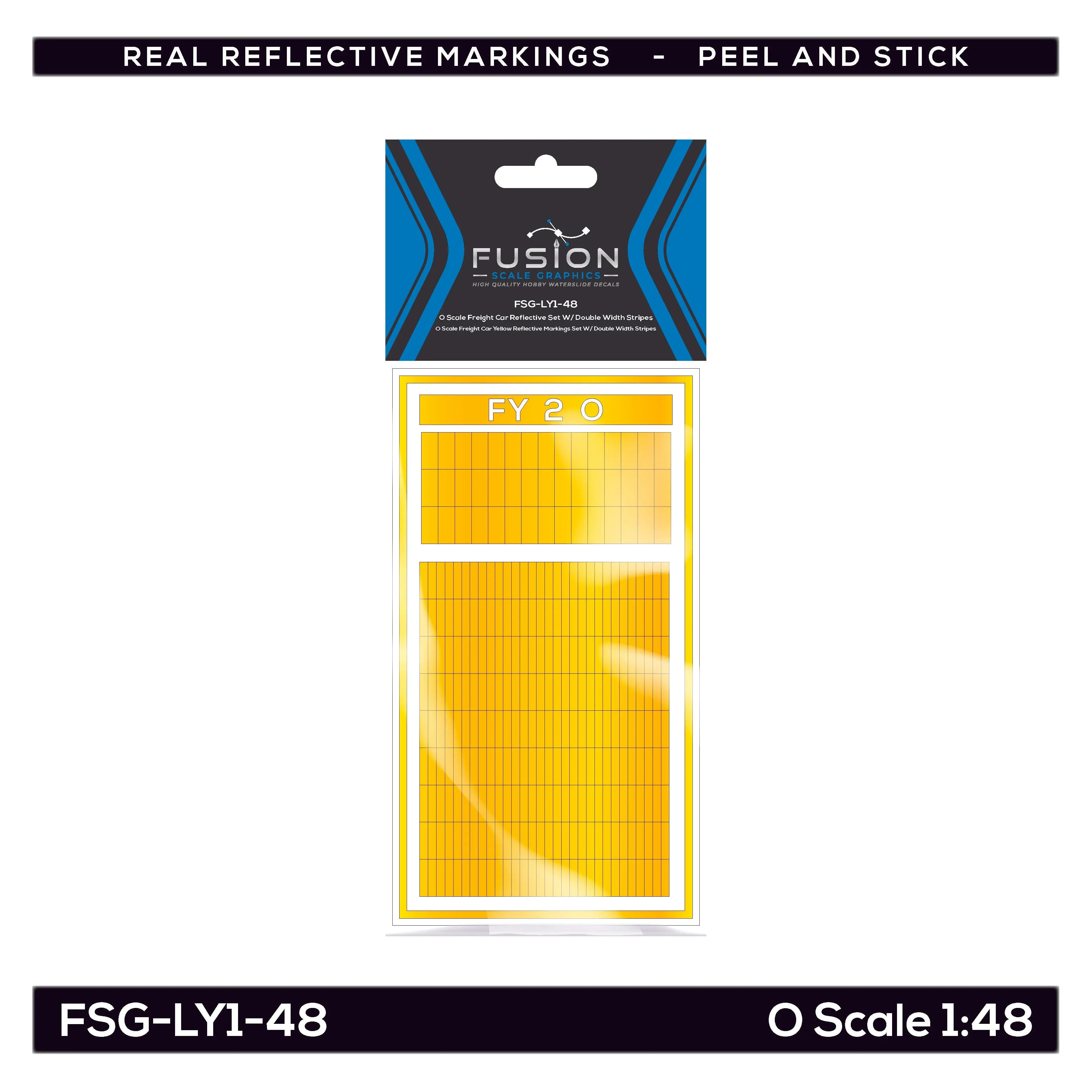 O Scale Railroad Freight Car Yellow Reflective Markings Set W/ Double Width Stripes Fusion Scale Graphics