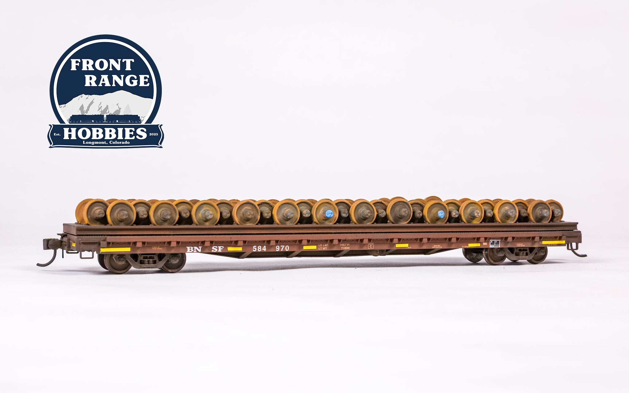 HO Scale Walthers Mainline 60' Pullman-Standard Flatcar BNSF Railway #584970 with Wheel Load