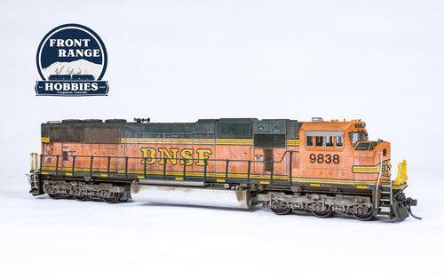 HO Scale Kato EMD SD70MAC, BNSF Heritage 2 #9838, DC (Weathered)