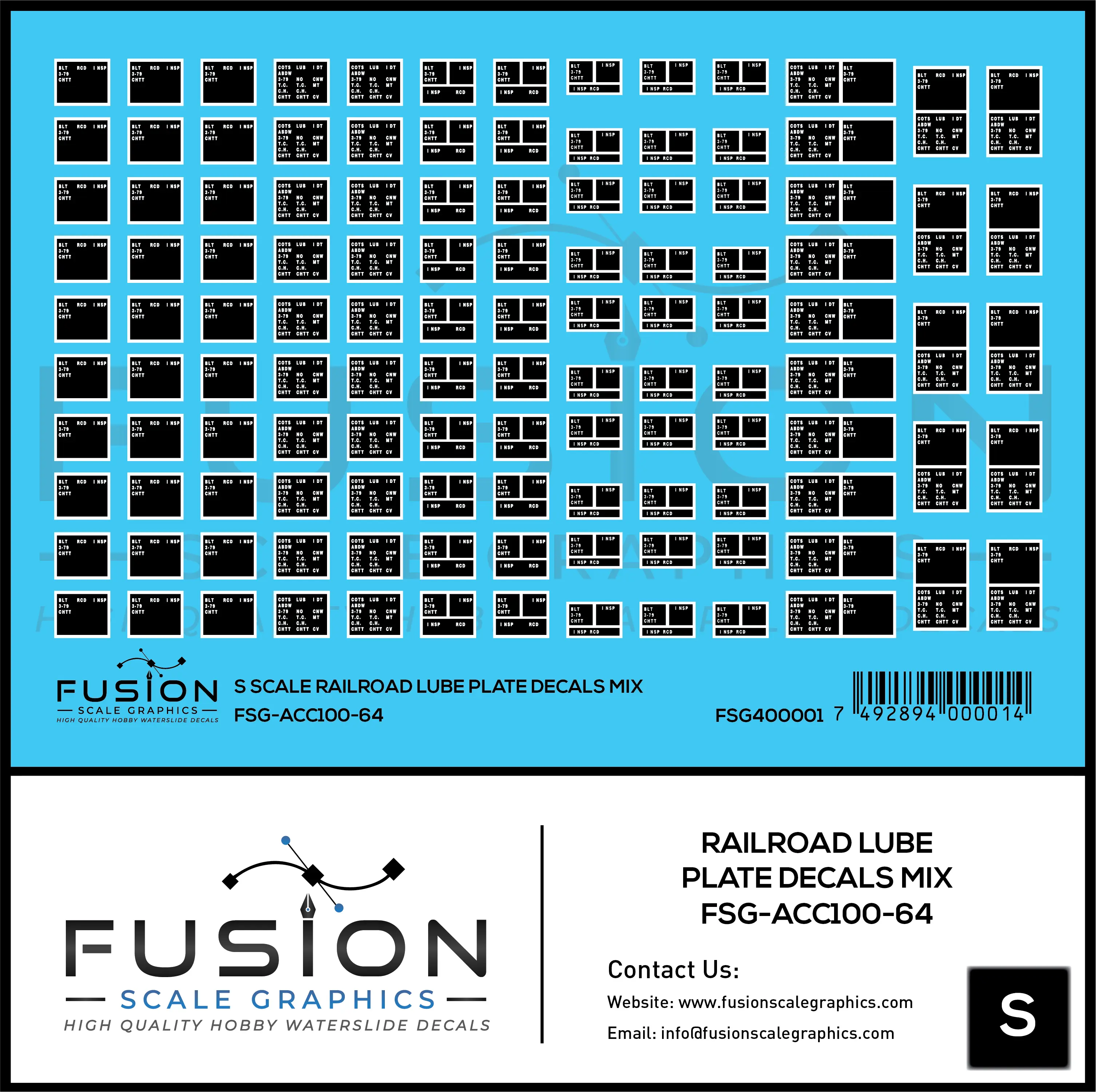 S Scale Railroad Lube Plate Decal Set Mix Fusion Scale Graphics