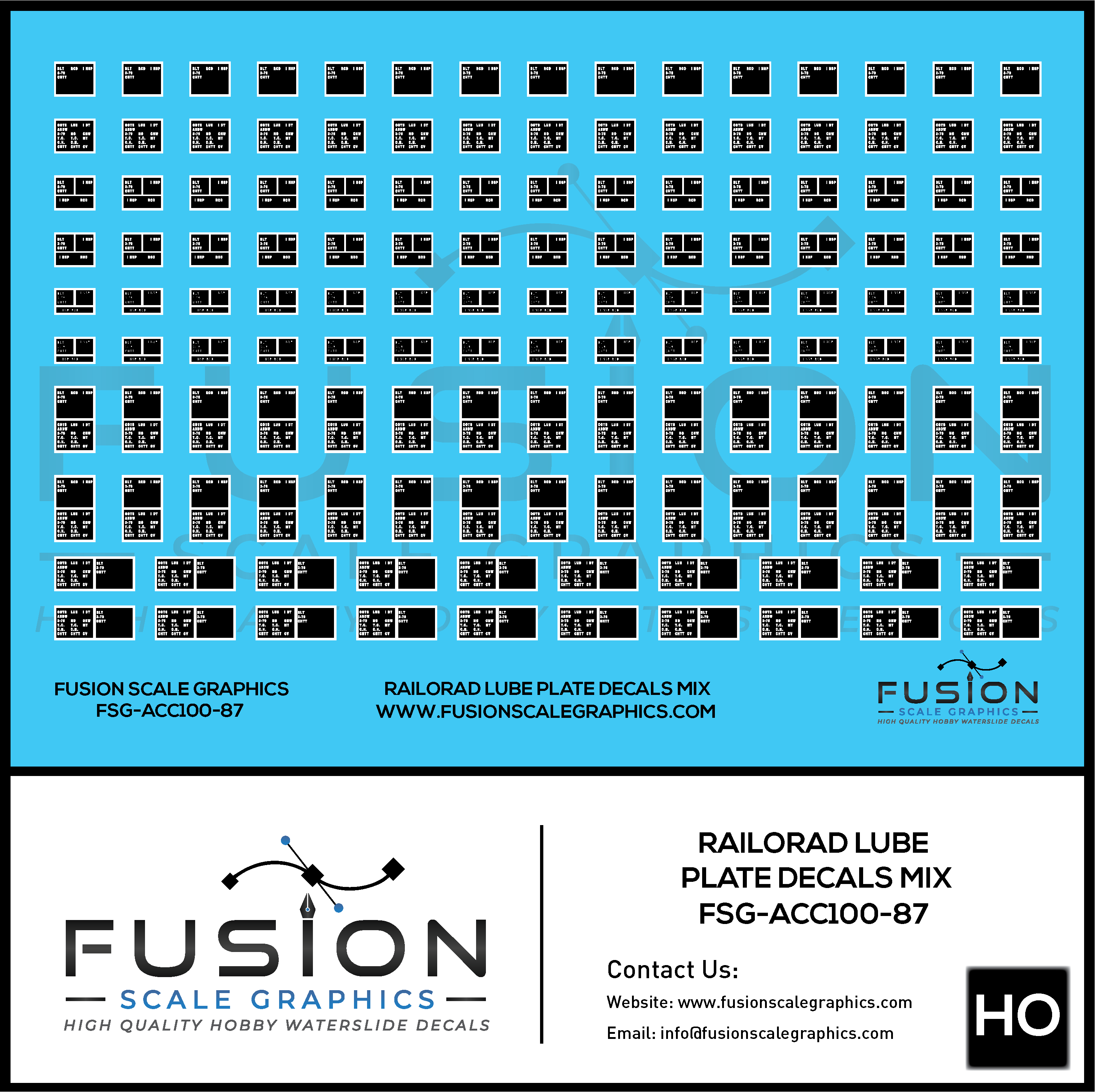HO Scale Railroad Lube Plate Decal Set Mix - Front Range Hobbies