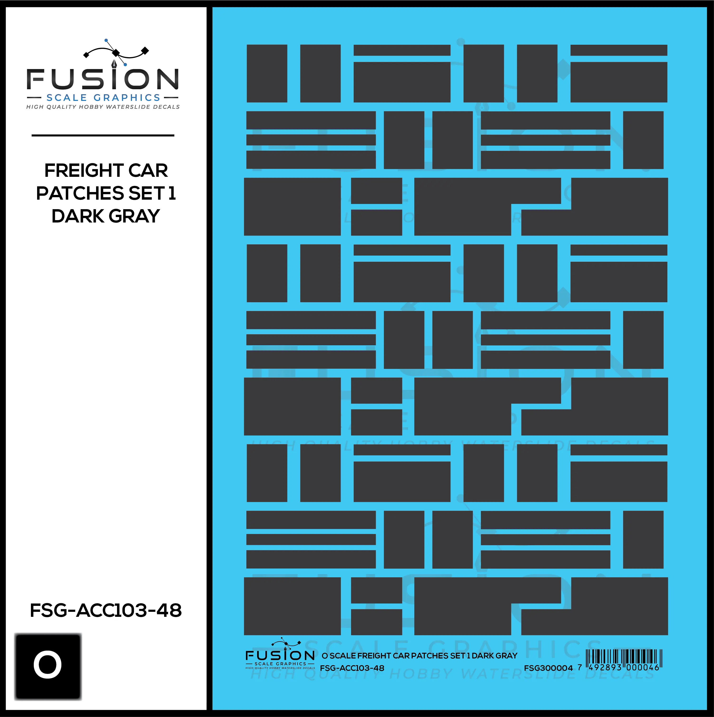 O Scale Freight Car Patches Set 1 Dark Gray Decal Set Fusion Scale Graphics