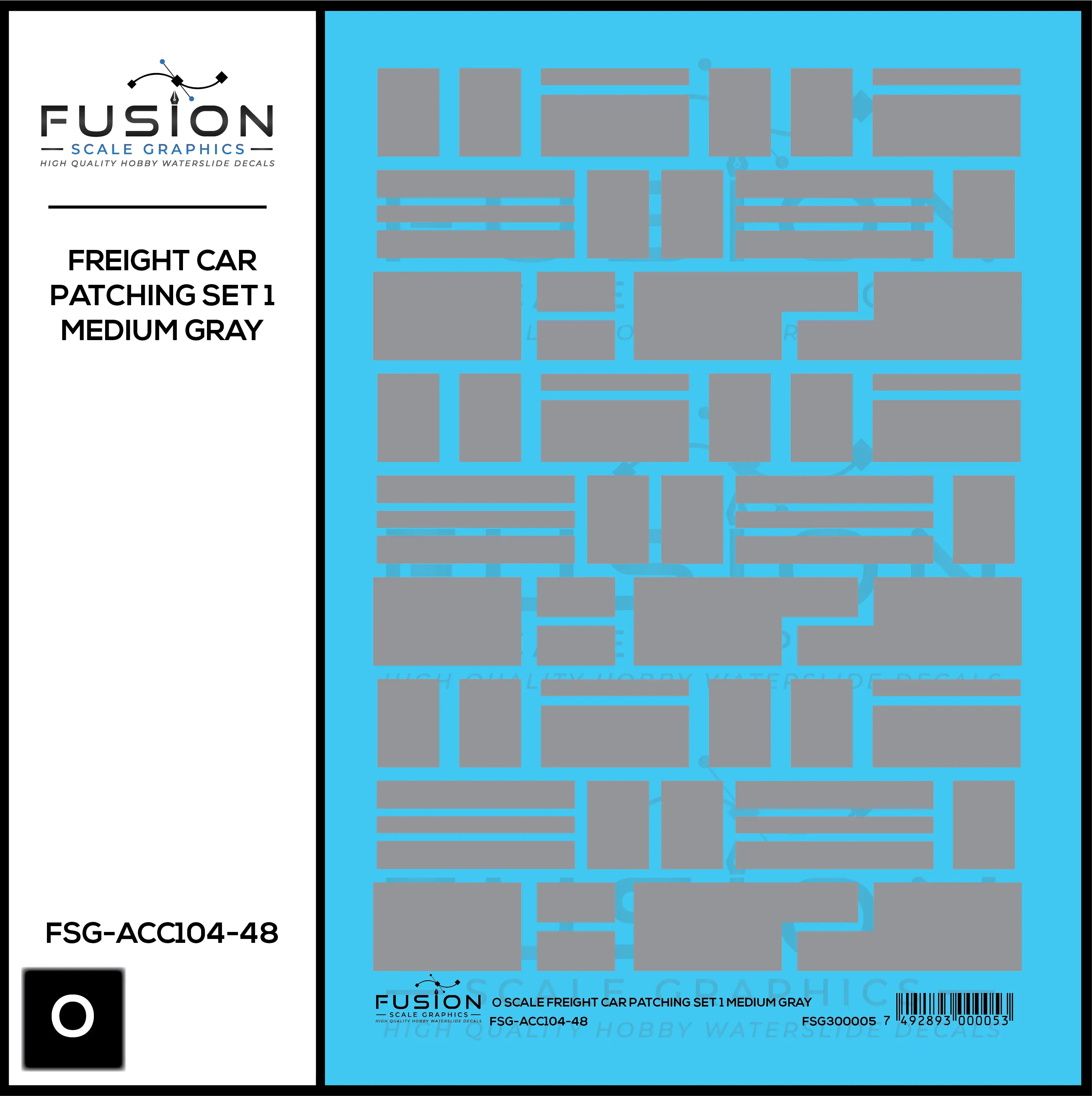 O Scale Freight Car Patching Set 1 Medium Gray Decal Set Fusion Scale Graphics