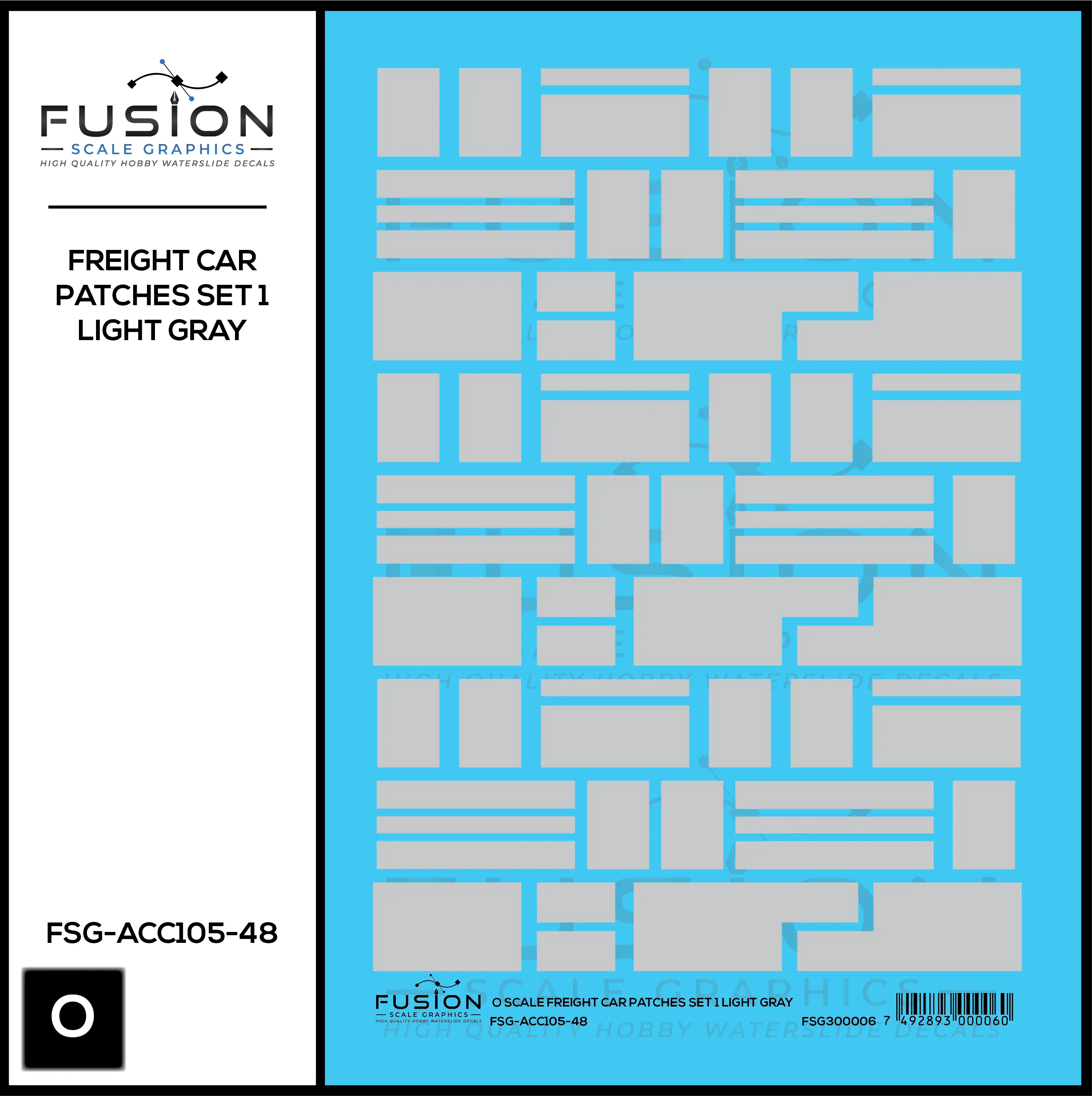 O Scale Freight Car Patches Set 1 Light Gray Decal Set Fusion Scale Graphics
