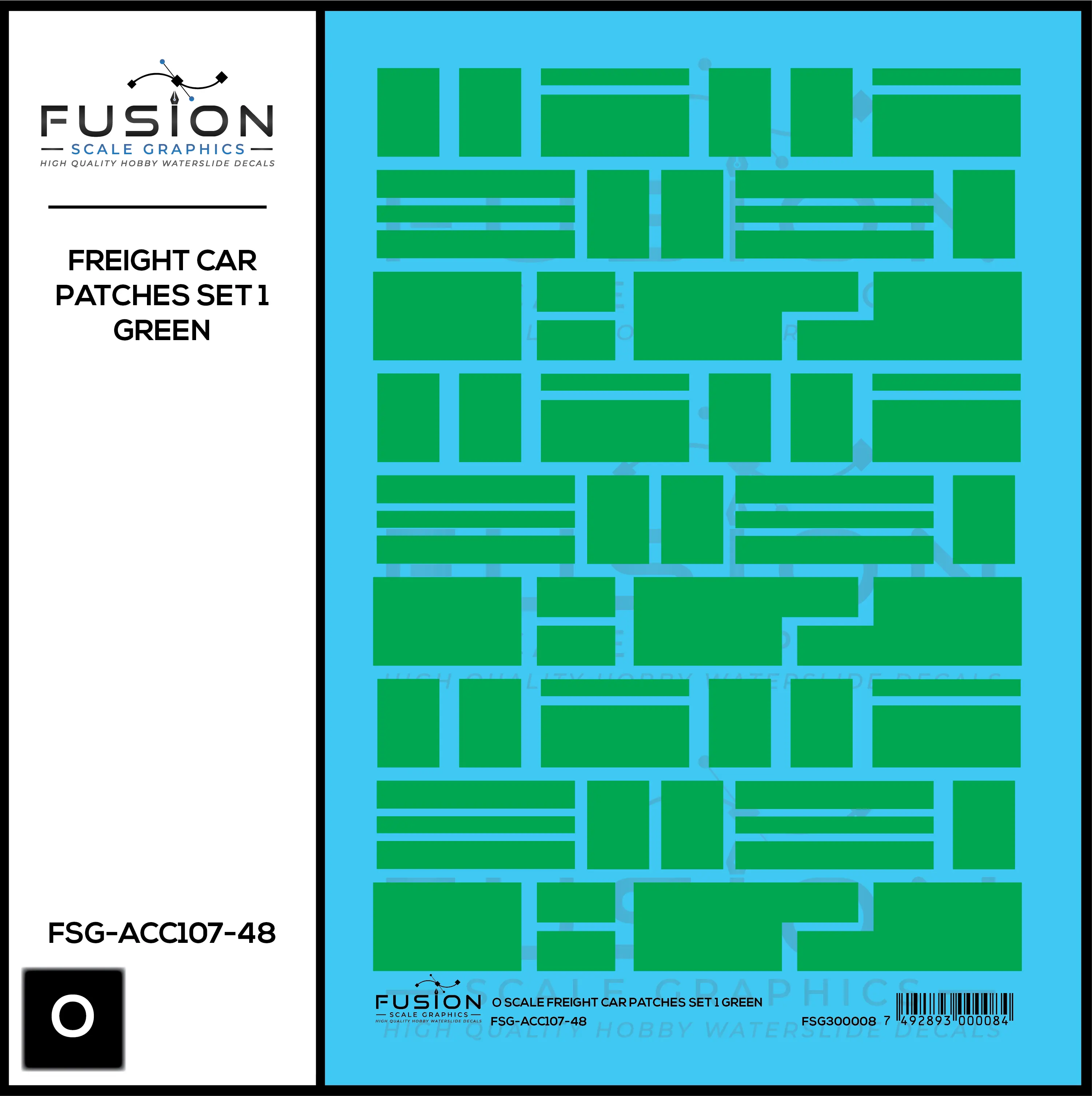 O Scale Freight Car Patches Set 1 Green Decal Set Fusion Scale Graphics
