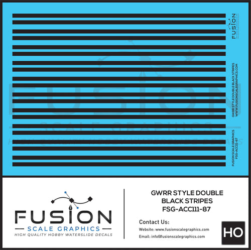 HO Scale Genesee and Wyoming Style Double Black Stripes Decal Set Fusion Scale Graphics