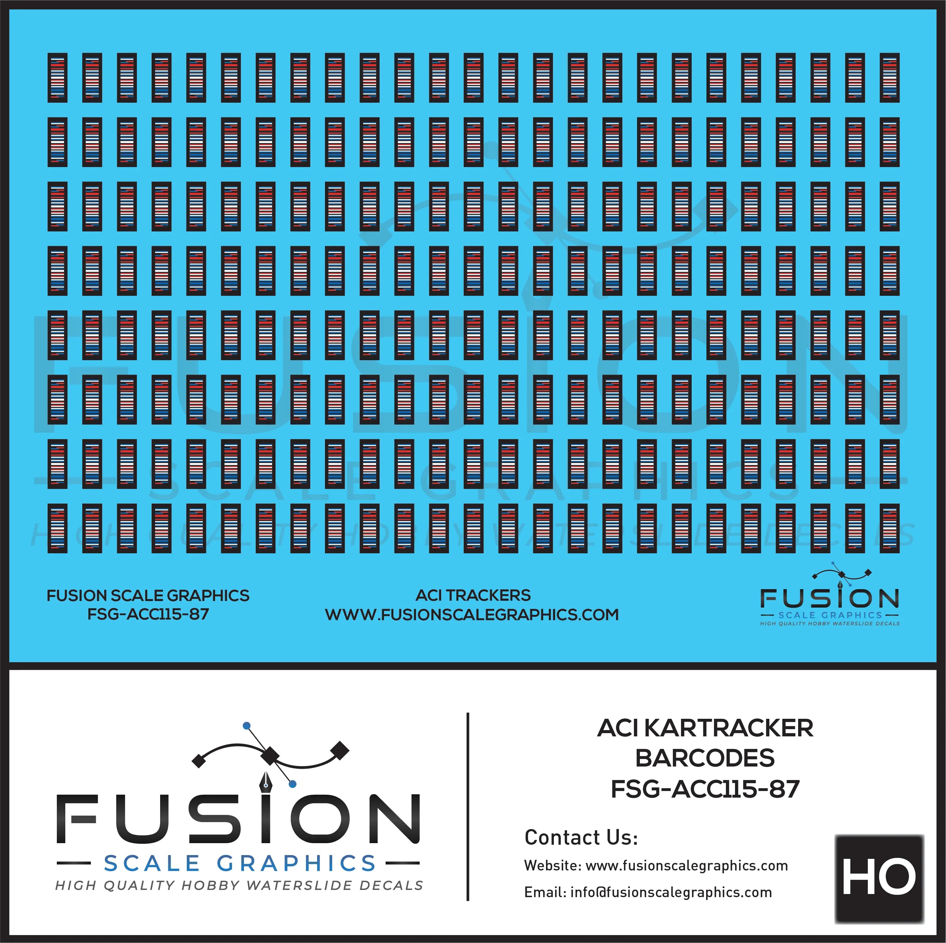 HO Scale ACI KarTrack Barcodes System Decal Set Fusion Scale Graphics