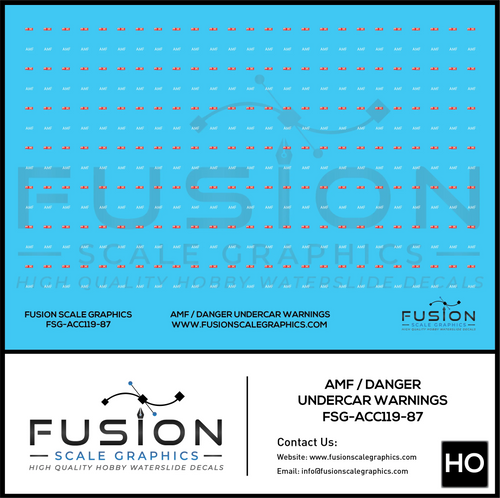 HO Scale Passenger Car Undercar AMF / Danger Warning Labels Fusion Scale Graphics