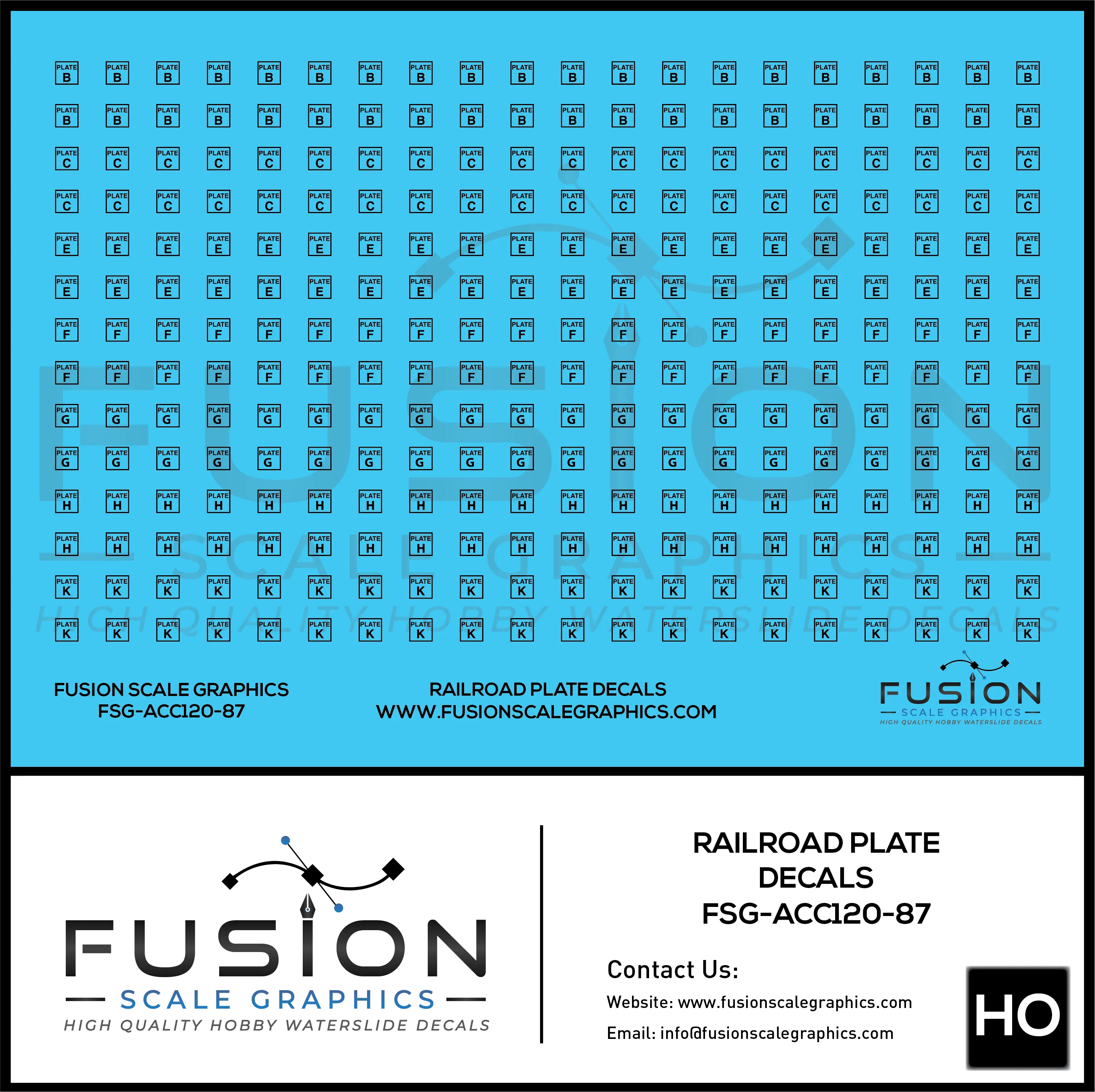 HO Scale Railroad Plate Decals Black Mix 1 Fusion Scale Graphics