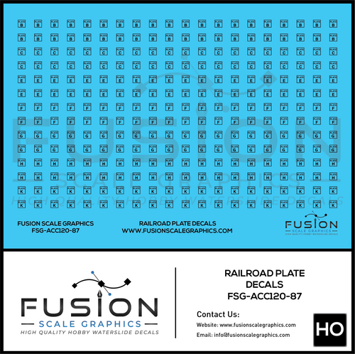 HO Scale Railroad Plate Decals Black Mix 1 Fusion Scale Graphics