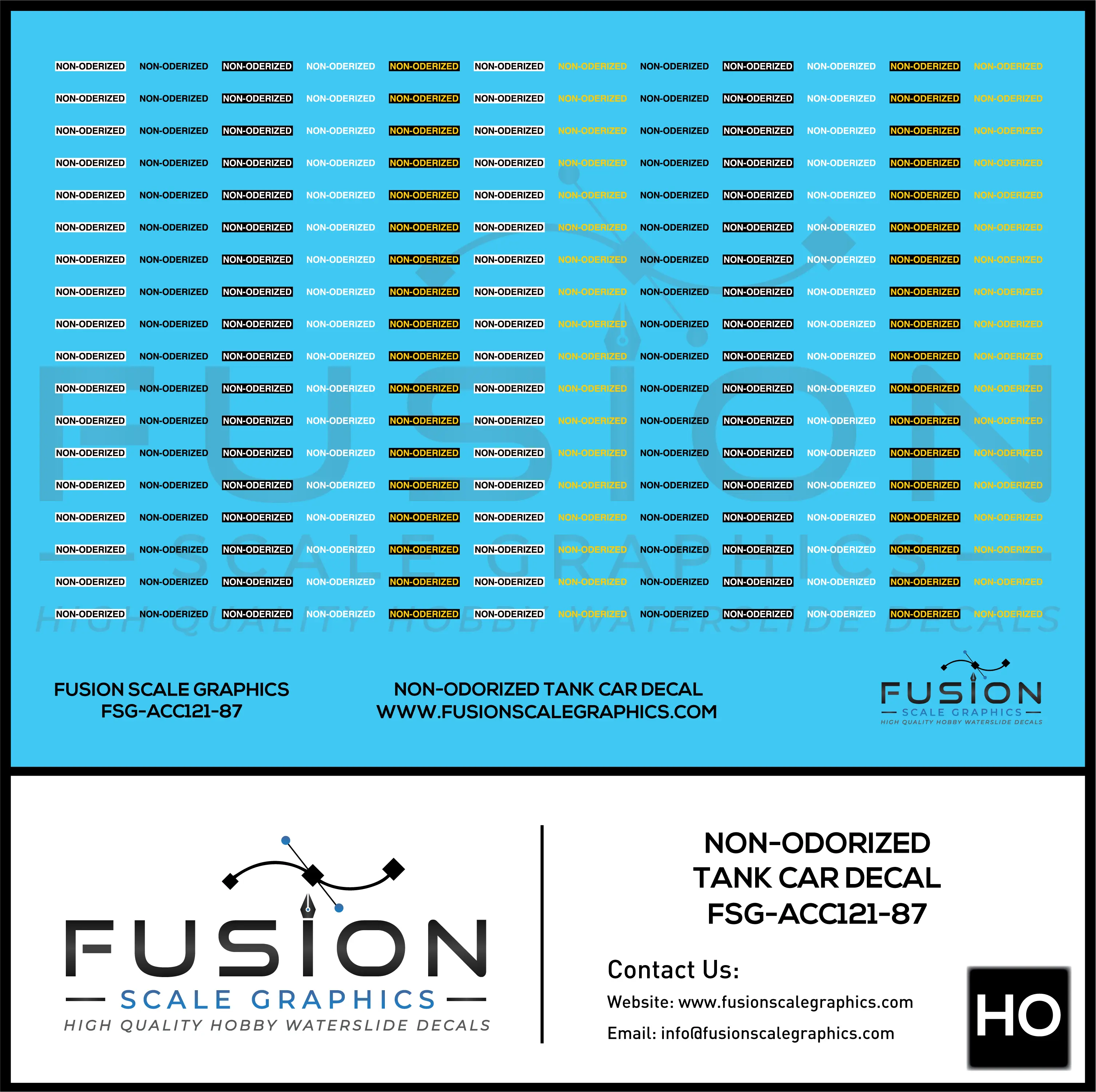 HO Scale Non-Odorized Decal For Tank Cars Decal Set Fusion Scale Graphics
