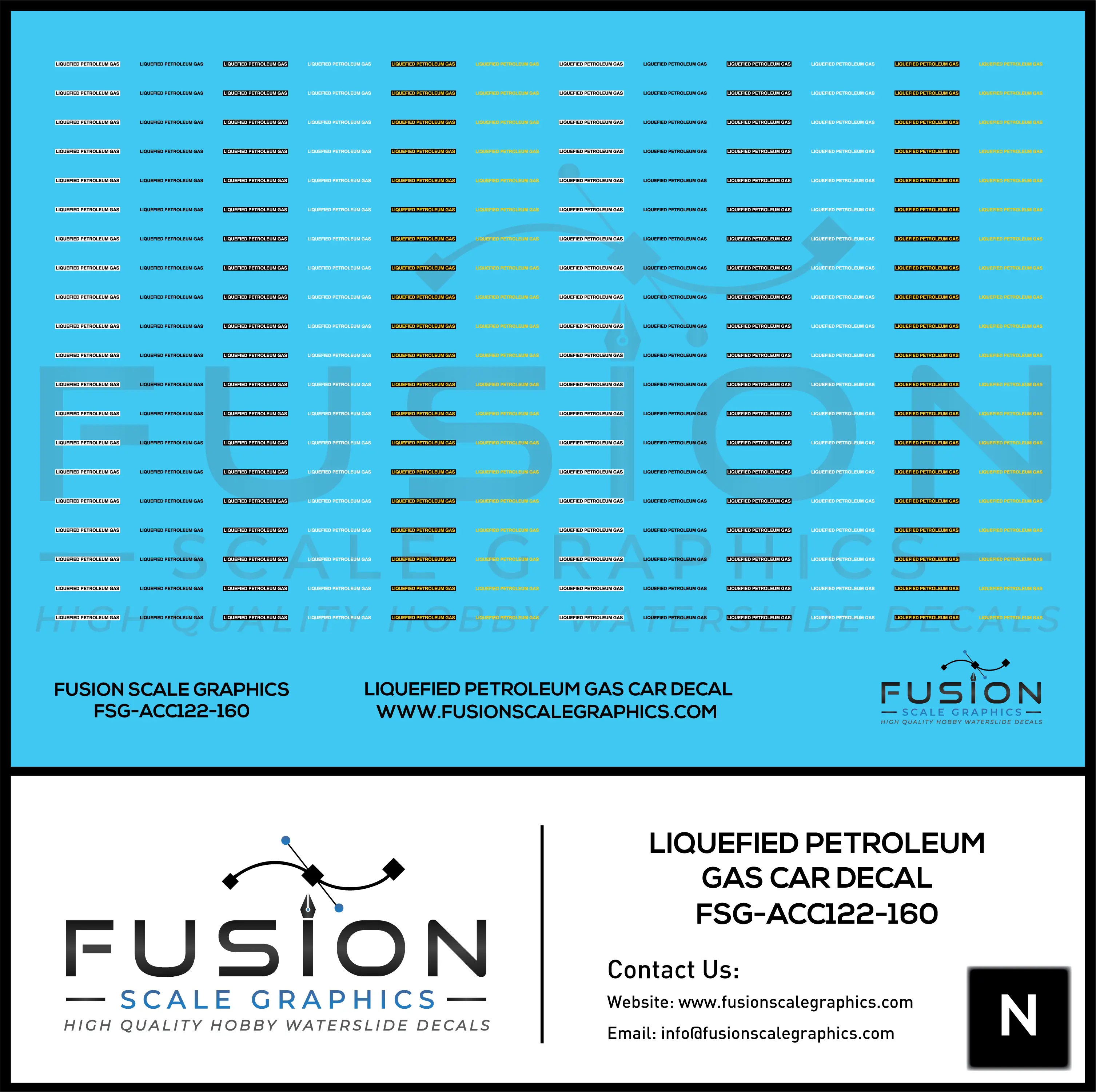 N Scale Liquefied Petroleum Gas Decal For Tank Cars Decal Set Fusion Scale Graphics