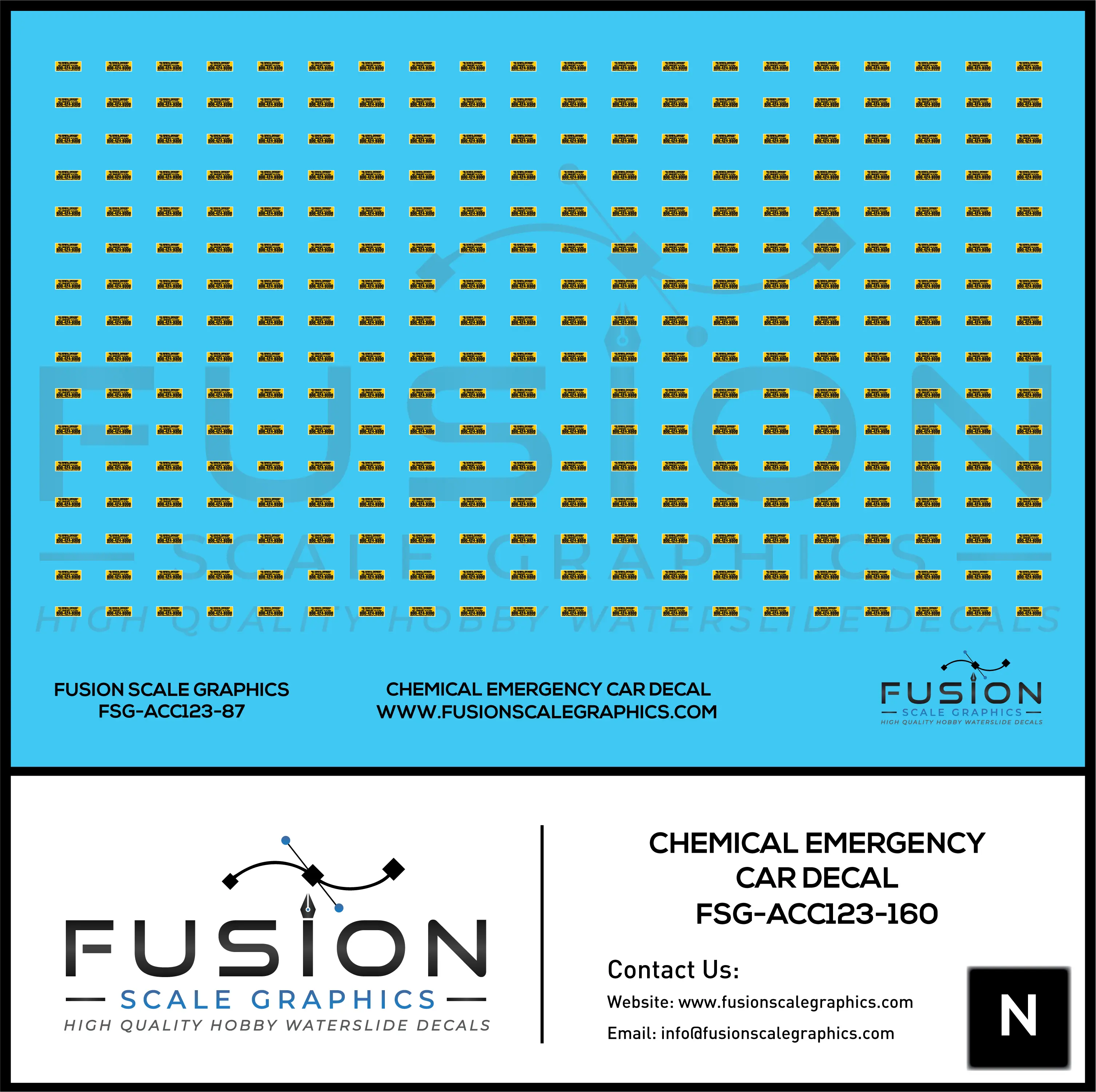 N Scale Chemical Emergency Decal For Tank Cars Decal Set Fusion Scale Graphics