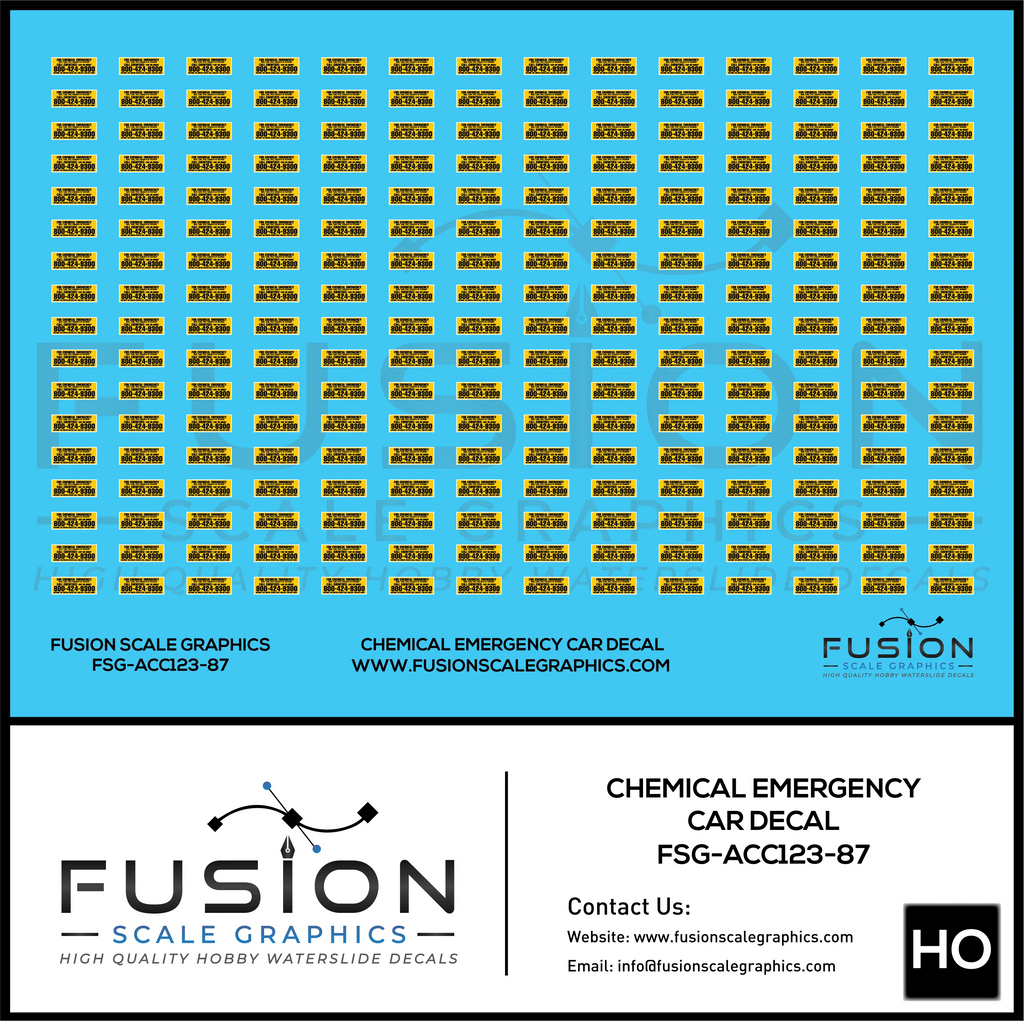 HO Scale Chemical Emergency Decal For Tank Cars Decal Set Fusion Scale Graphics