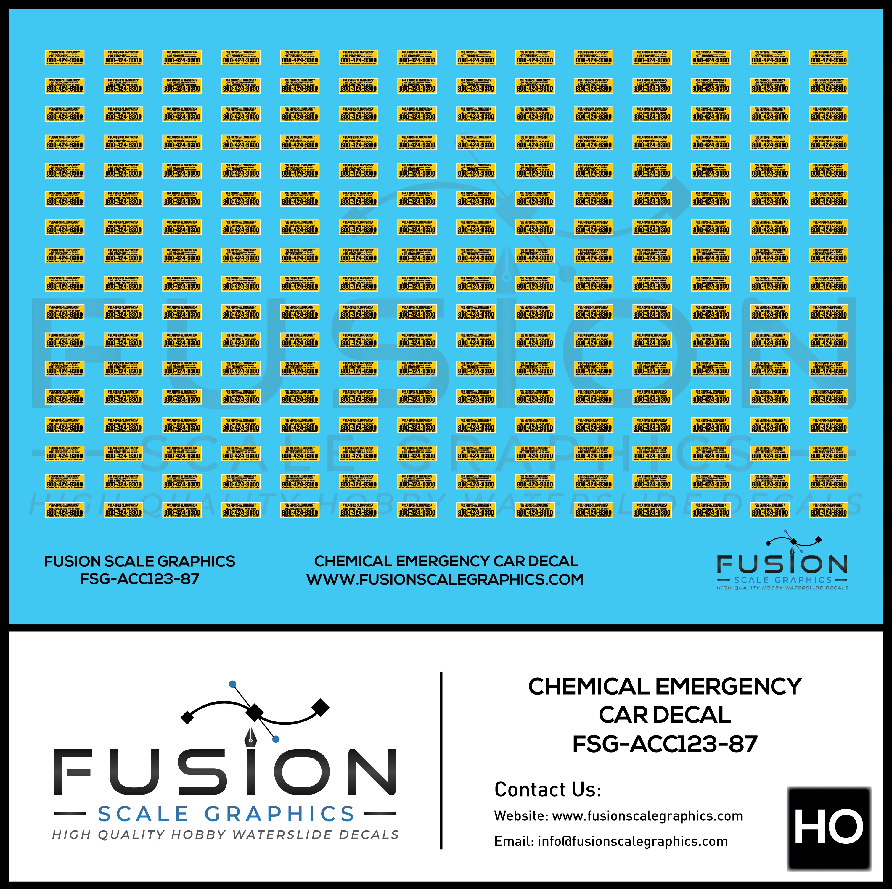 HO Scale Chemical Emergency Decal For Tank Cars Decal Set Fusion Scale Graphics