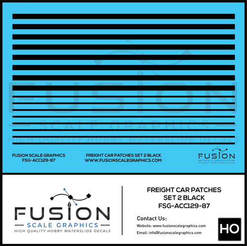 HO Scale Freight Car Patches Set 2 Black Decal Set Fusion Scale Graphics