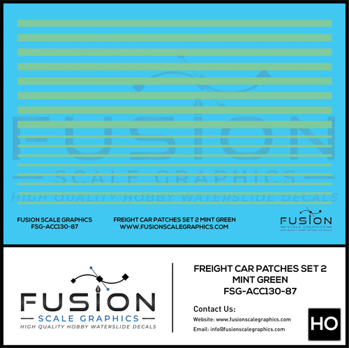 HO Scale Freight Car Patches Set 2 Mint Green Decal Set Fusion Scale Graphics