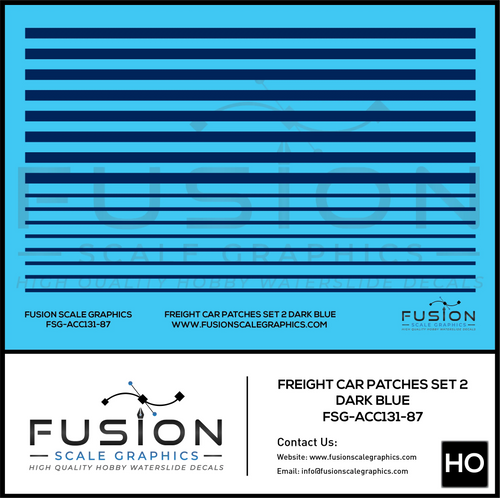 HO Scale Freight Car Patches Set 2 Dark Blue Decal Set Fusion Scale Graphics