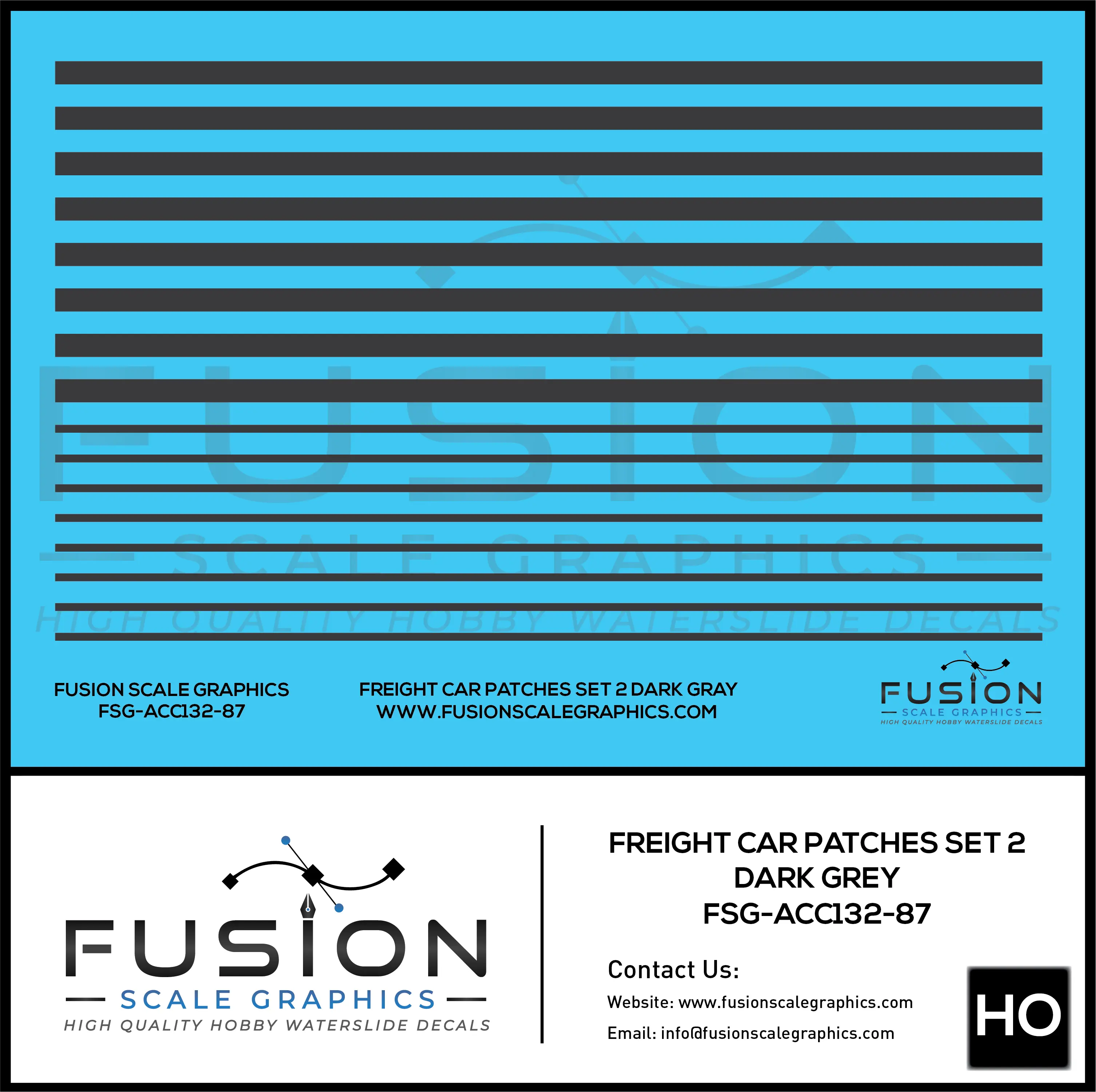 HO Scale Freight Car Patches Set 2 Dark Gray Decal Set Fusion Scale Graphics