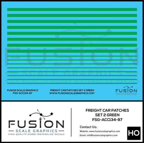 HO Scale Freight Car Patches Set 2 Green Decal Set Fusion Scale Graphics