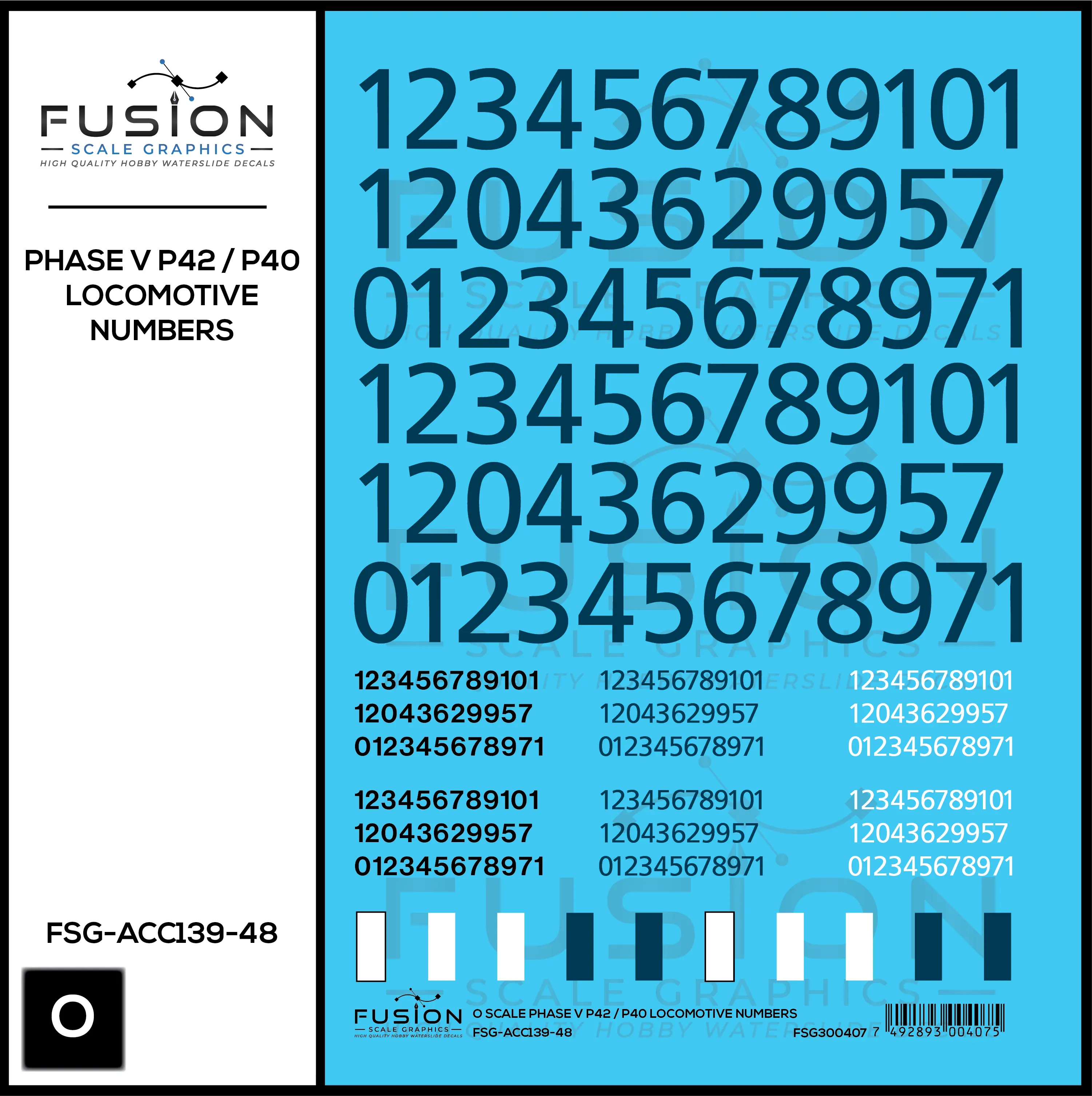 O Scale Phase V P42 / P40 Locomotives Decal Set Fusion Scale Graphics