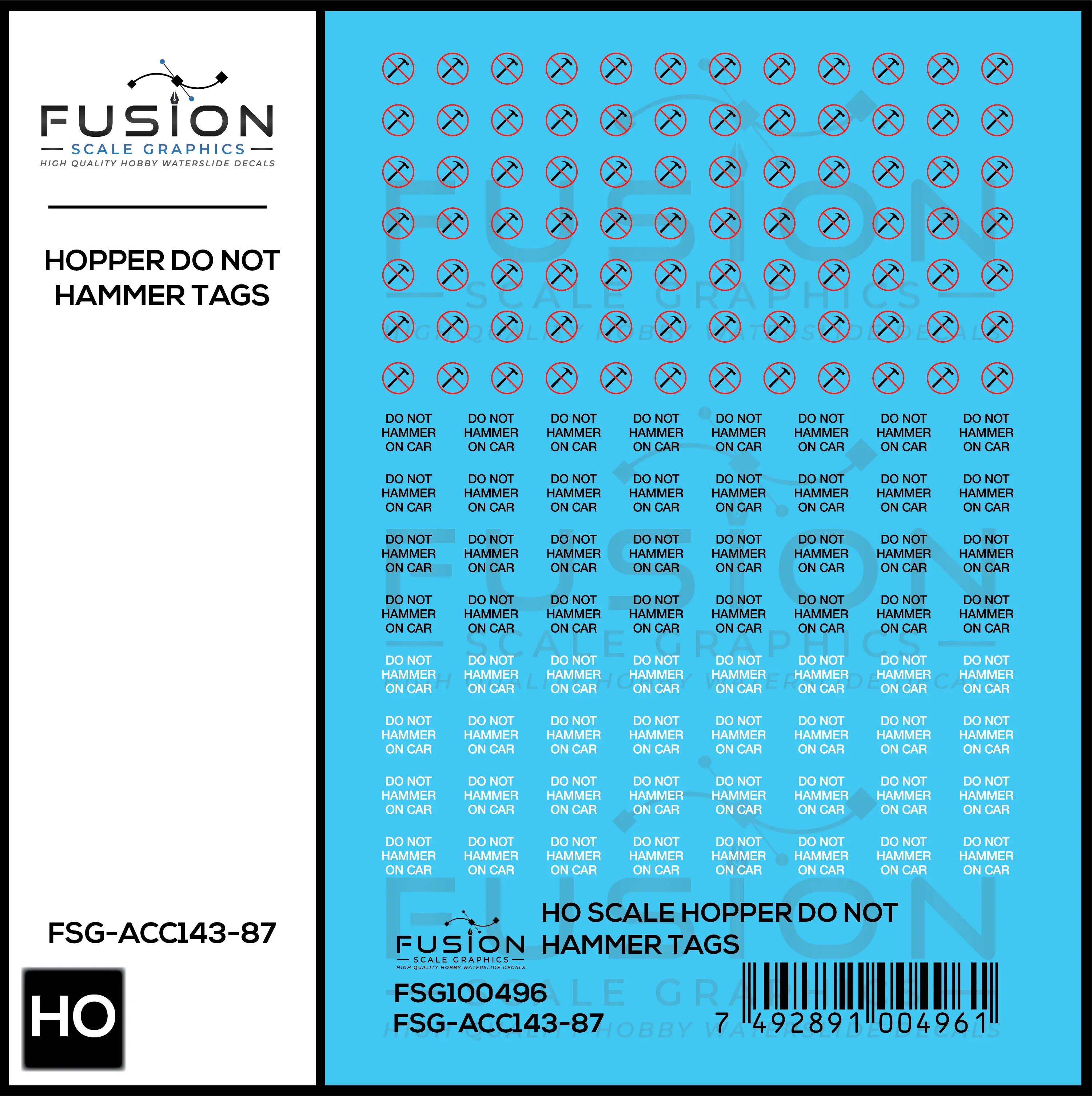 HO Scale Covered Hopper Do Not Hammer Tags Decal Set Fusion Scale Graphics