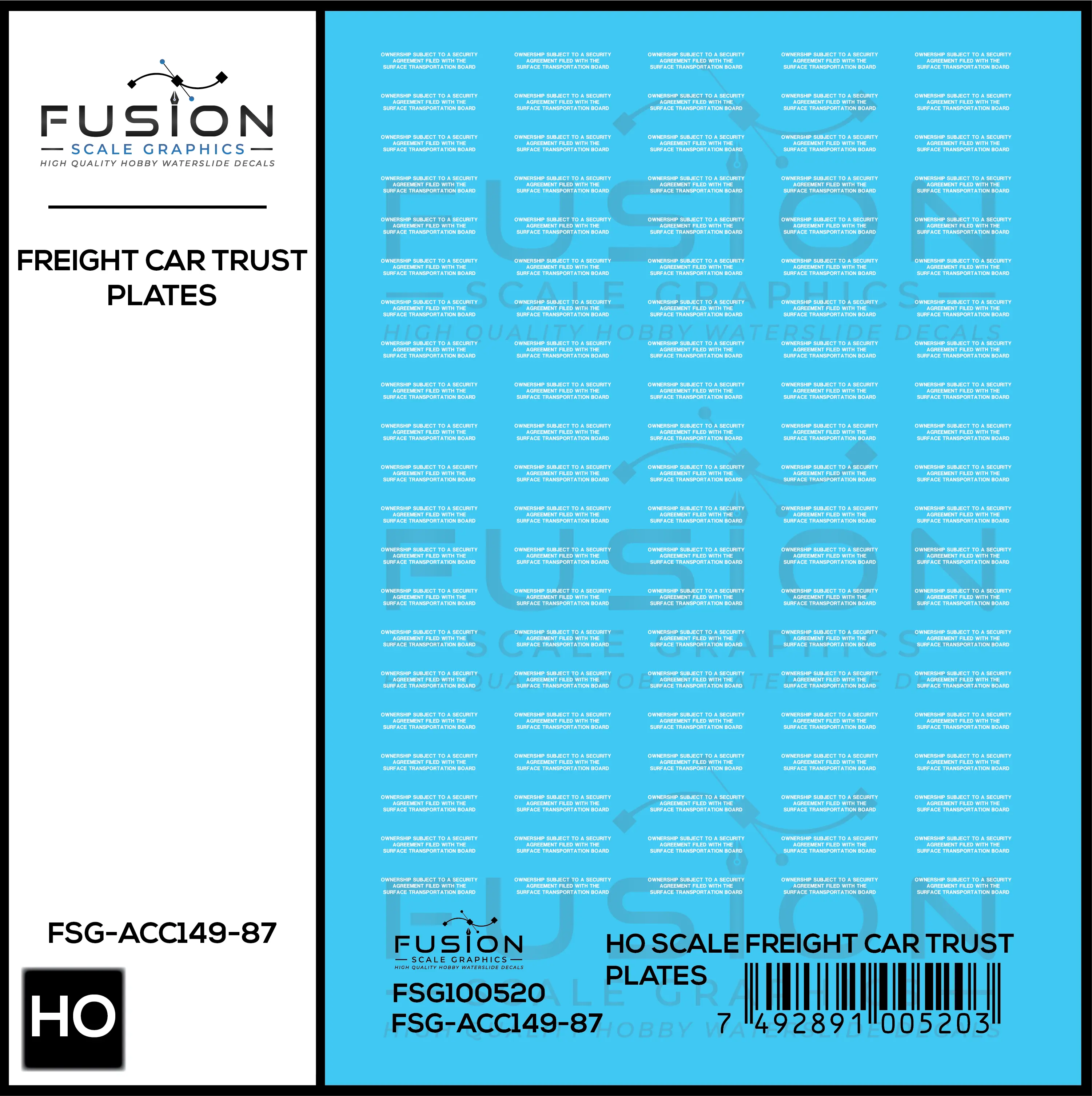 HO Scale Freight Car Trust Plates White Decal Set Fusion Scale Graphics