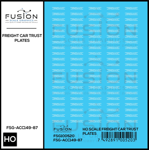 HO Scale Freight Car Trust Plates White Decal Set Fusion Scale Graphics