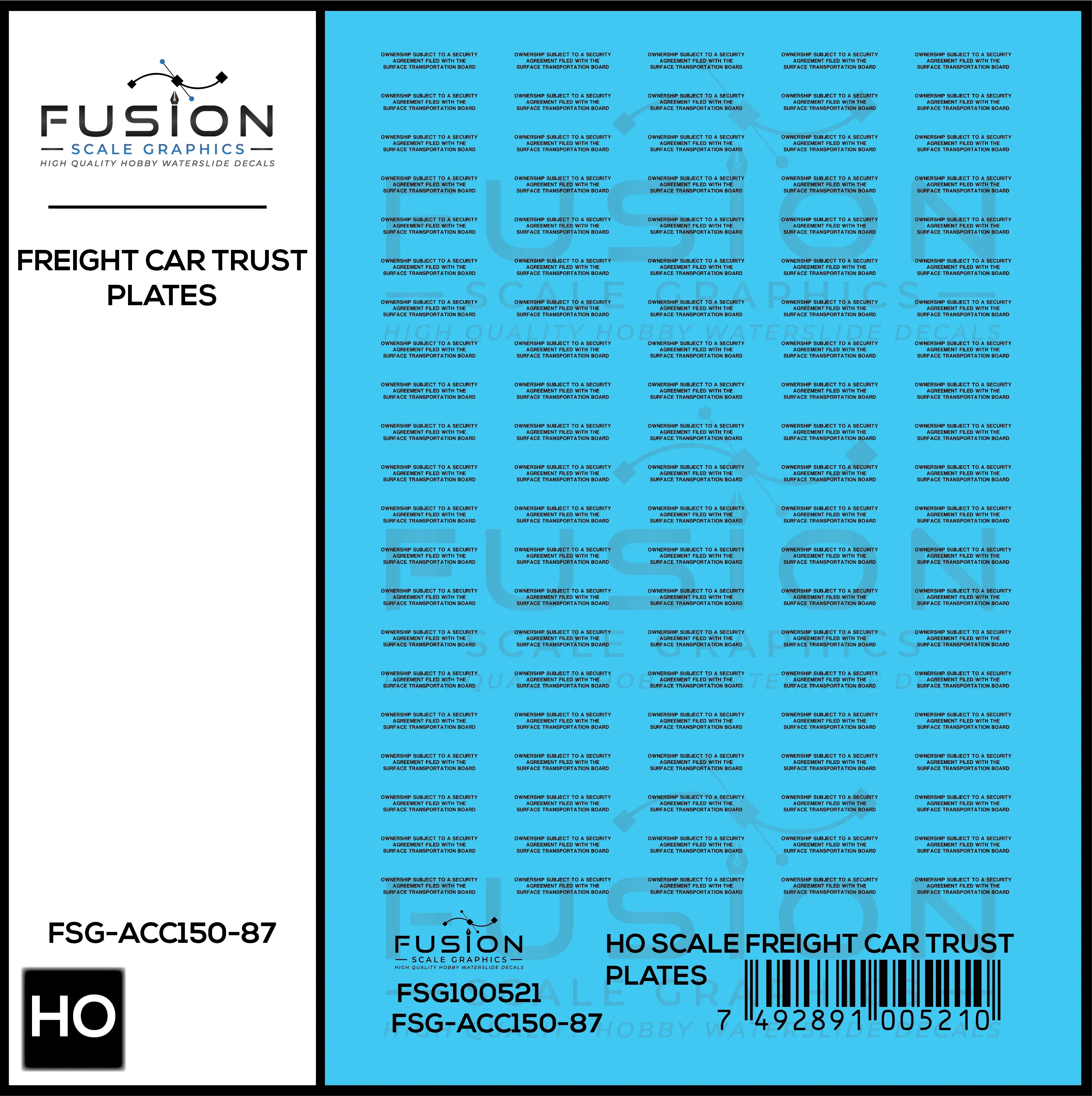 HO Scale Freight Car Trust Plates Black Decal Set Fusion Scale Graphics