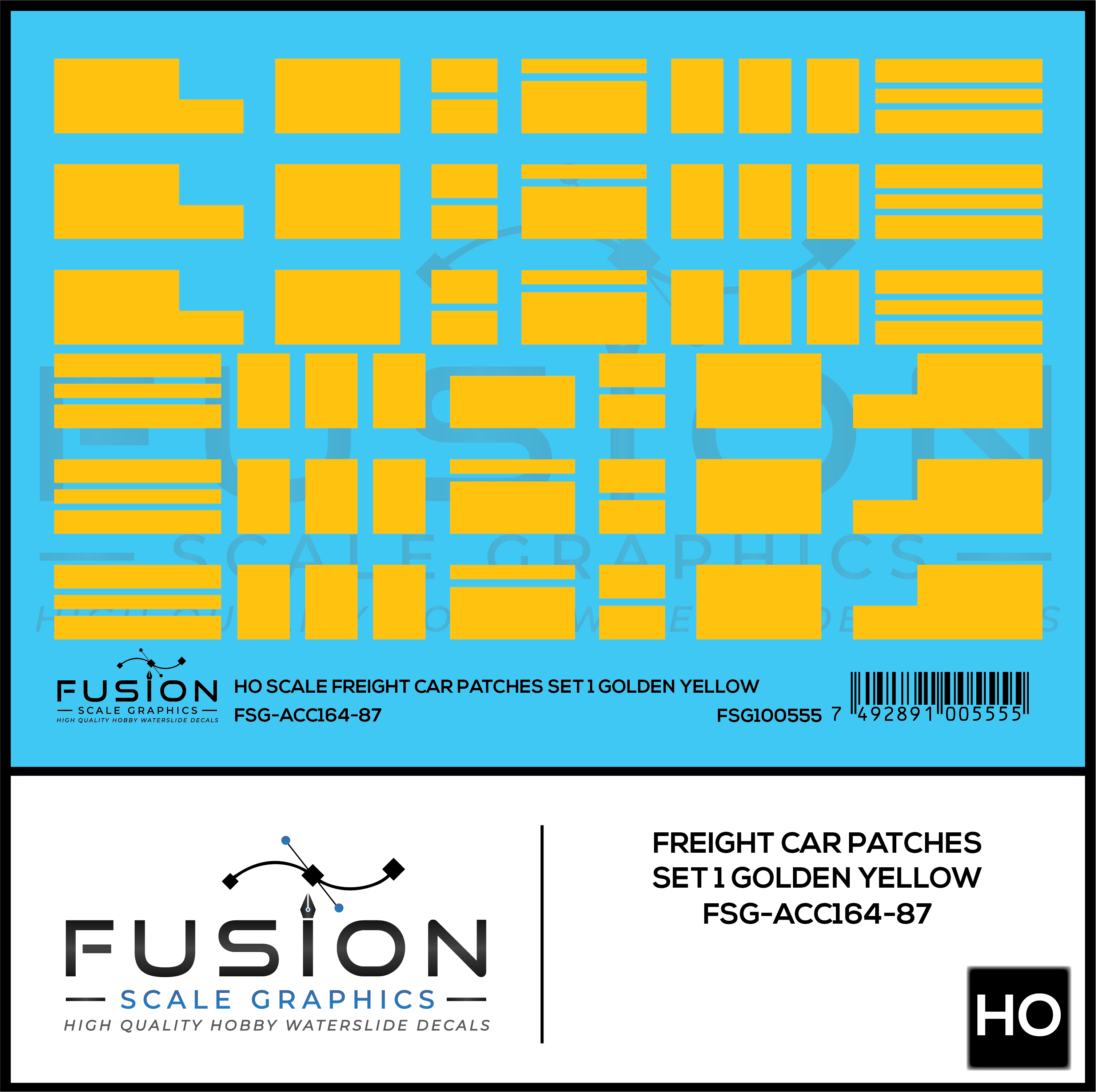 HO Scale Freight Car Patches Set 1 Golden Yellow Decal Set