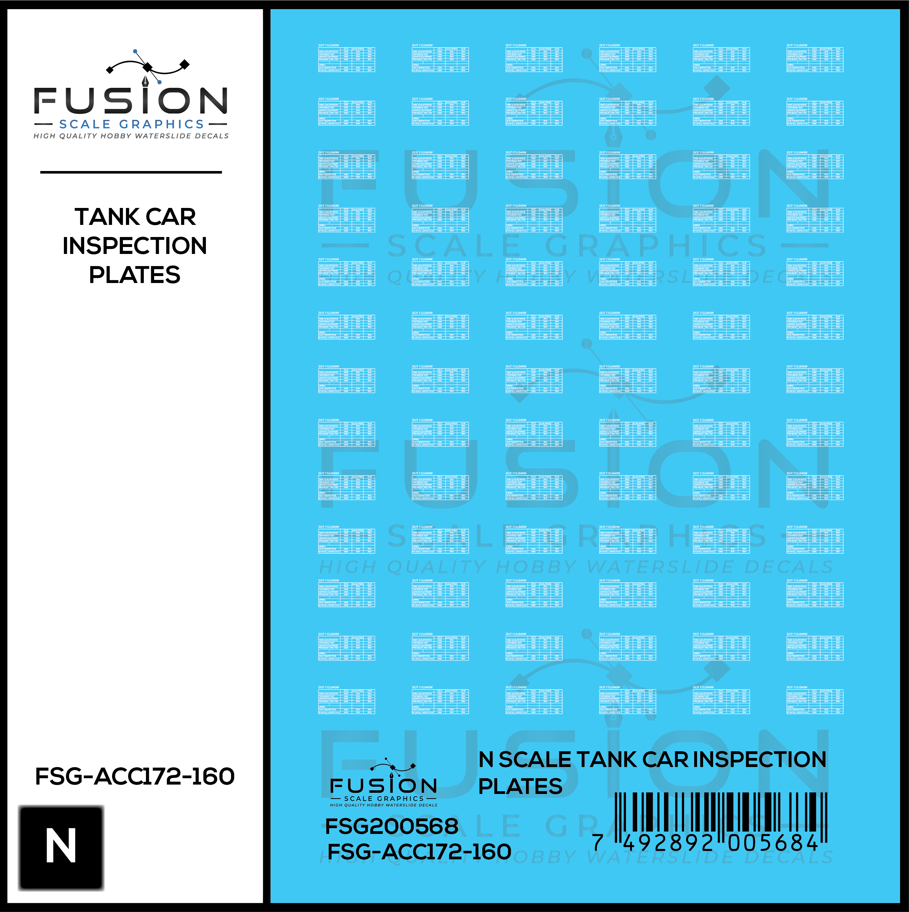 N Scale Tank Car DOT Inspection Plates Decal Set