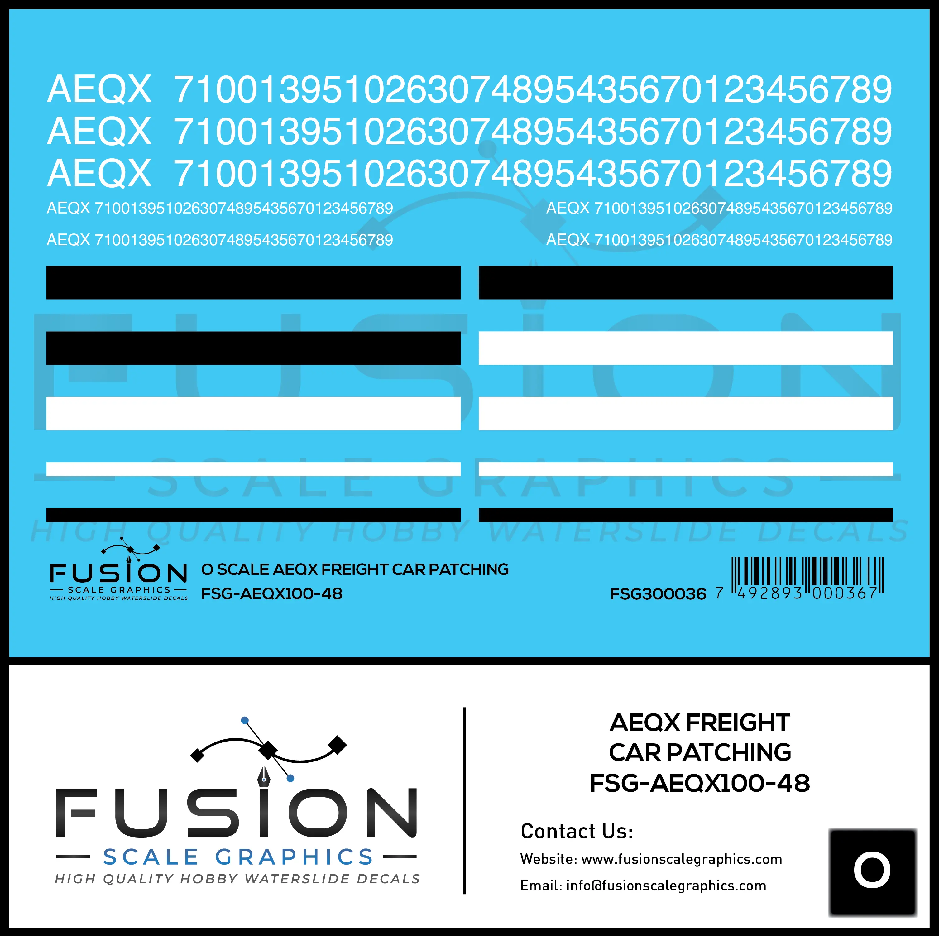 O Scale AEQX Freight Car Patching Decal Set Fusion Scale Graphics