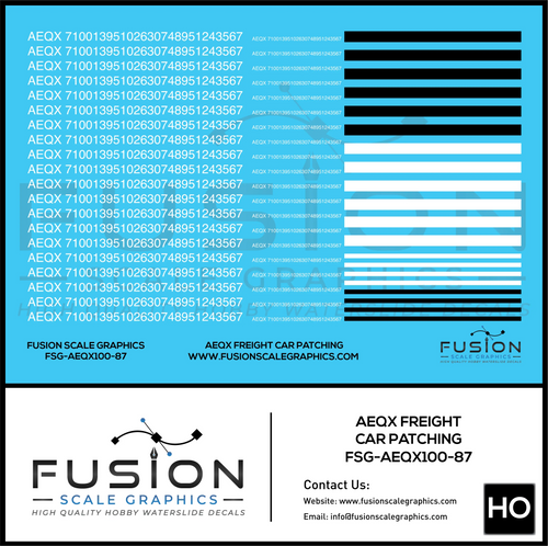 HO Scale AEQX Freight Car Patching Decal Set Fusion Scale Graphics