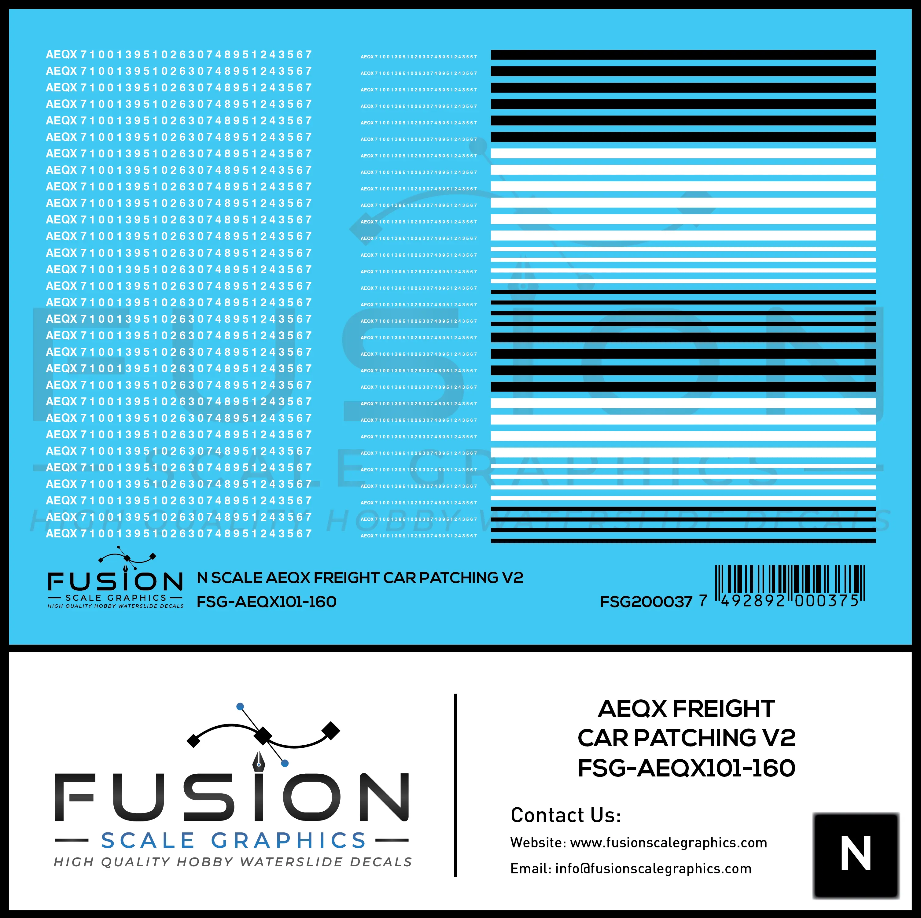 N Scale AEQX Freight Car Patching Decal Set V2 Fusion Scale Graphics