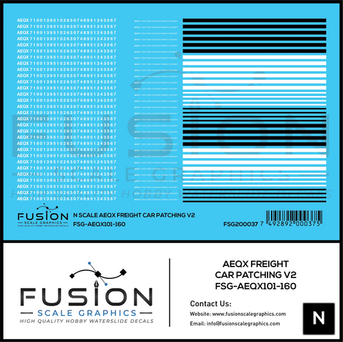 N Scale AEQX Freight Car Patching Decal Set V2 Fusion Scale Graphics